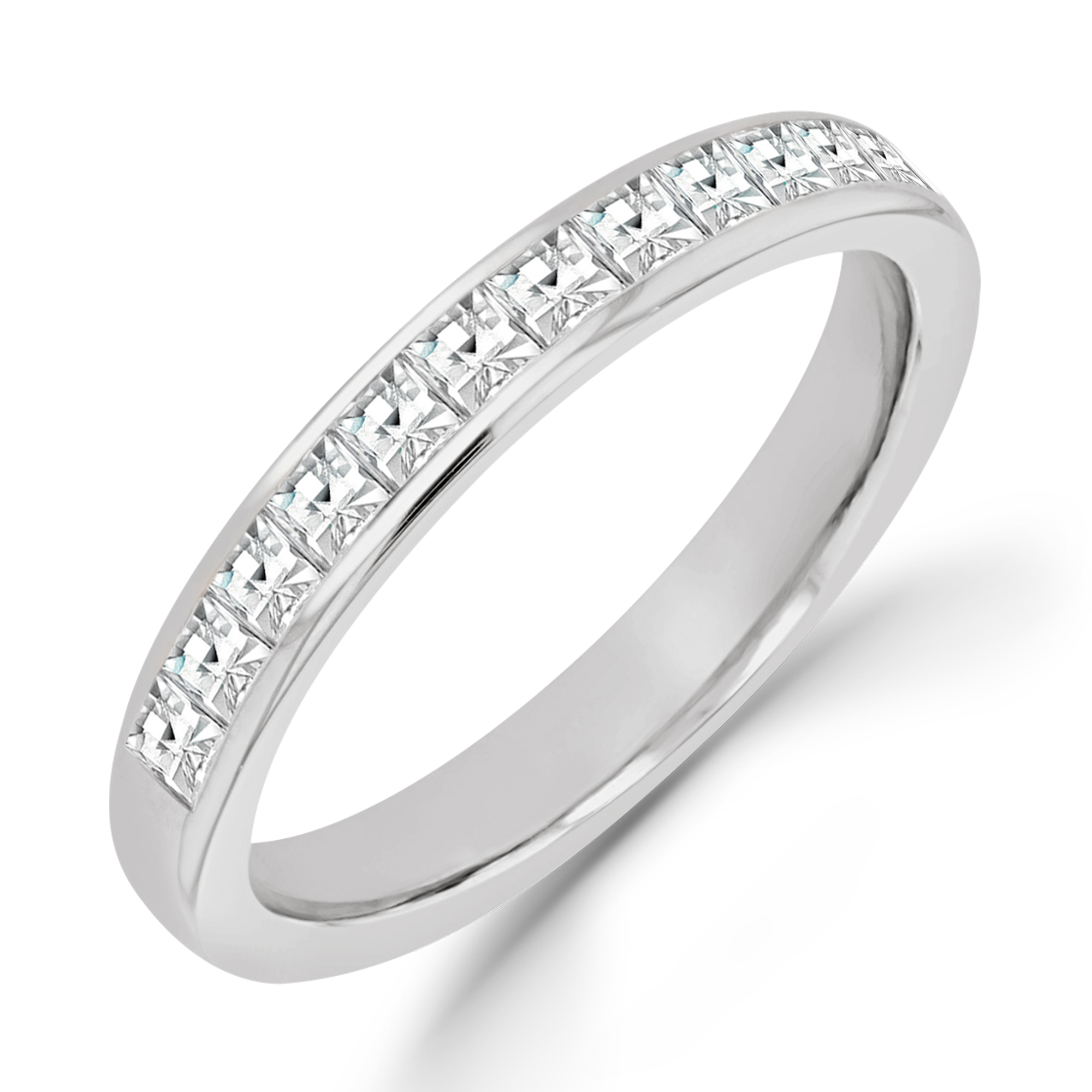 French Cut Diamond Half Eternity Ring French Cut, Half Eternity, Channel Set_1