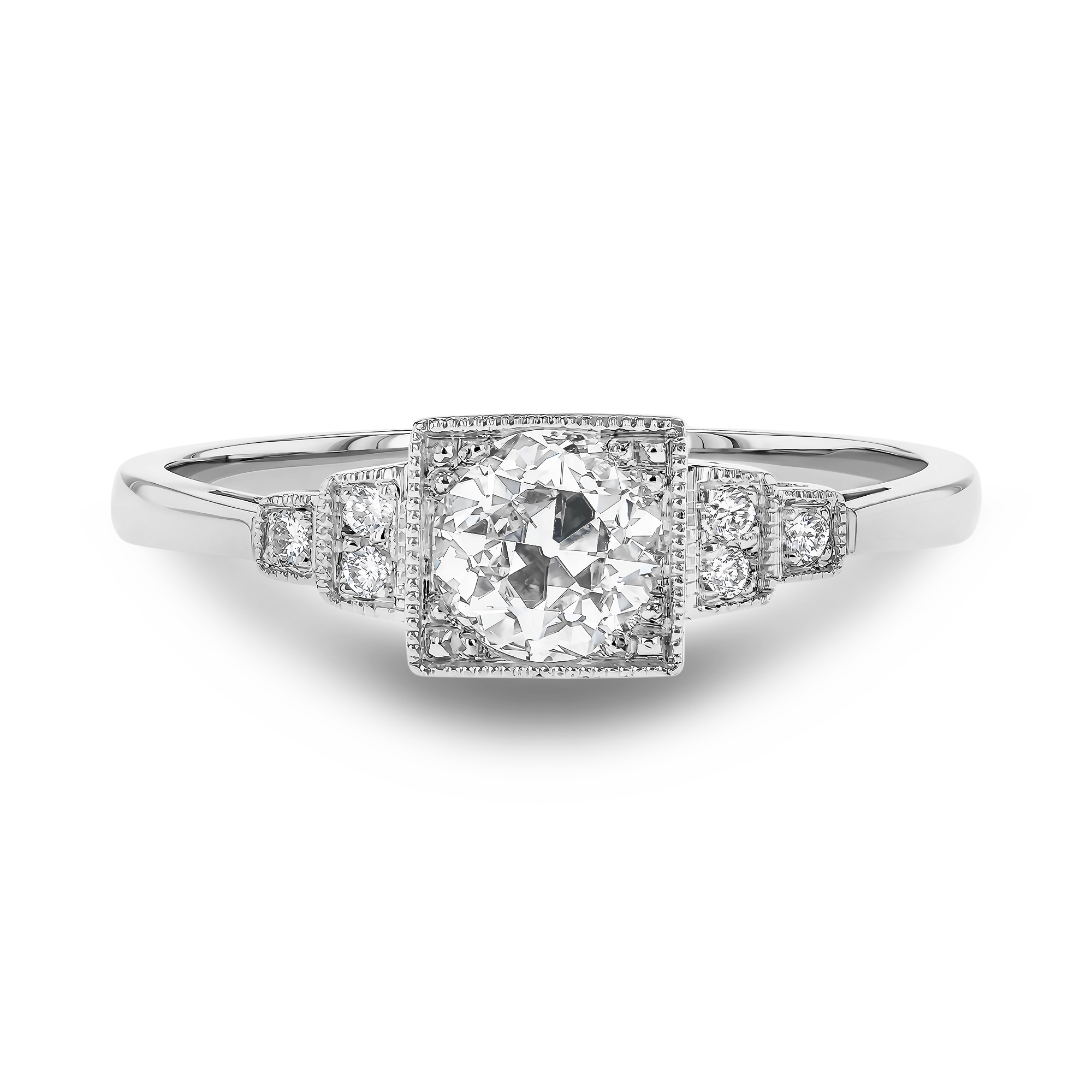 Brilliant Cut 0.56ct Diamond Ring in Platinum Brilliant Cut, Millegrain Set_2