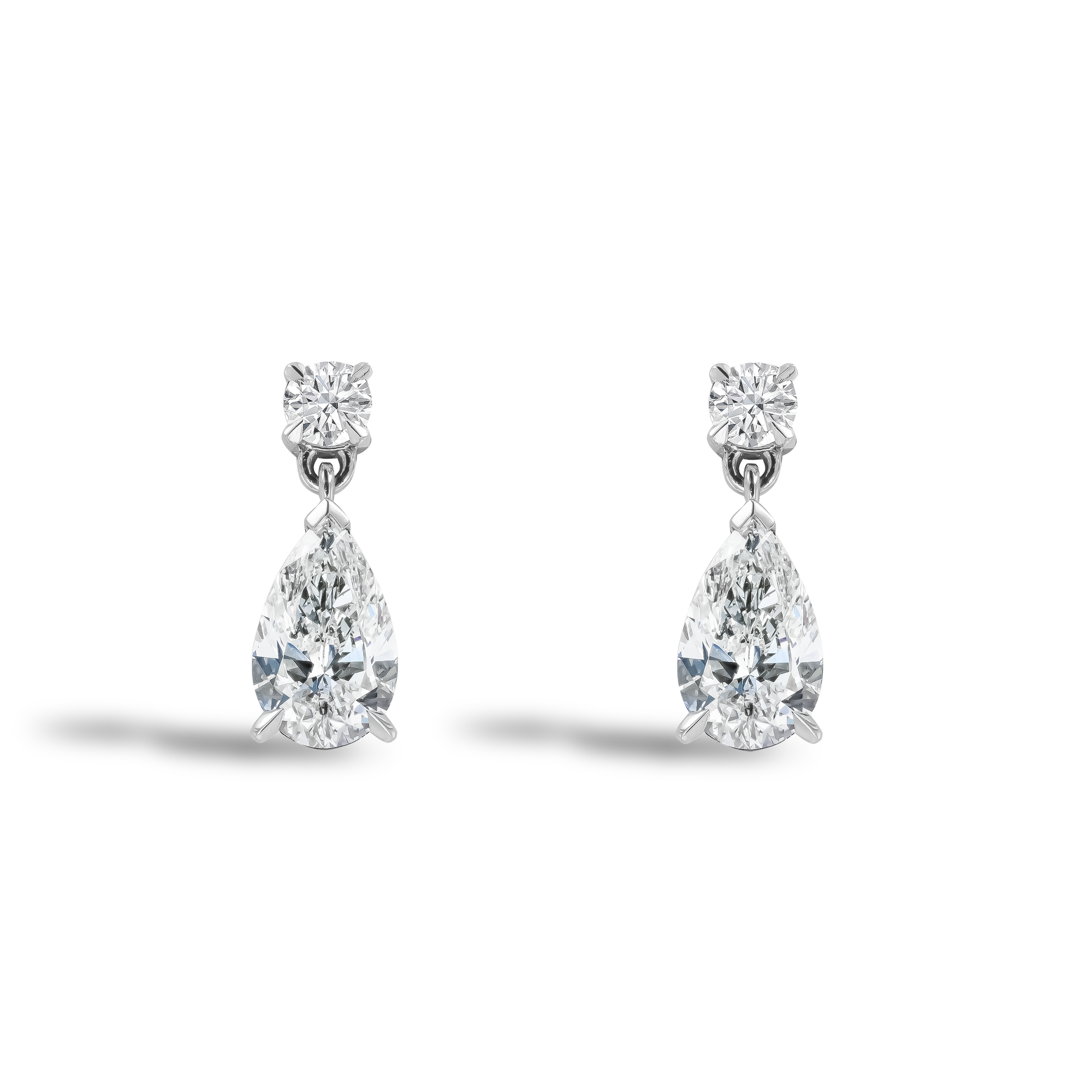 Colourless Pear Diamond Drop Earrings Pear Cut, Claw Set_1