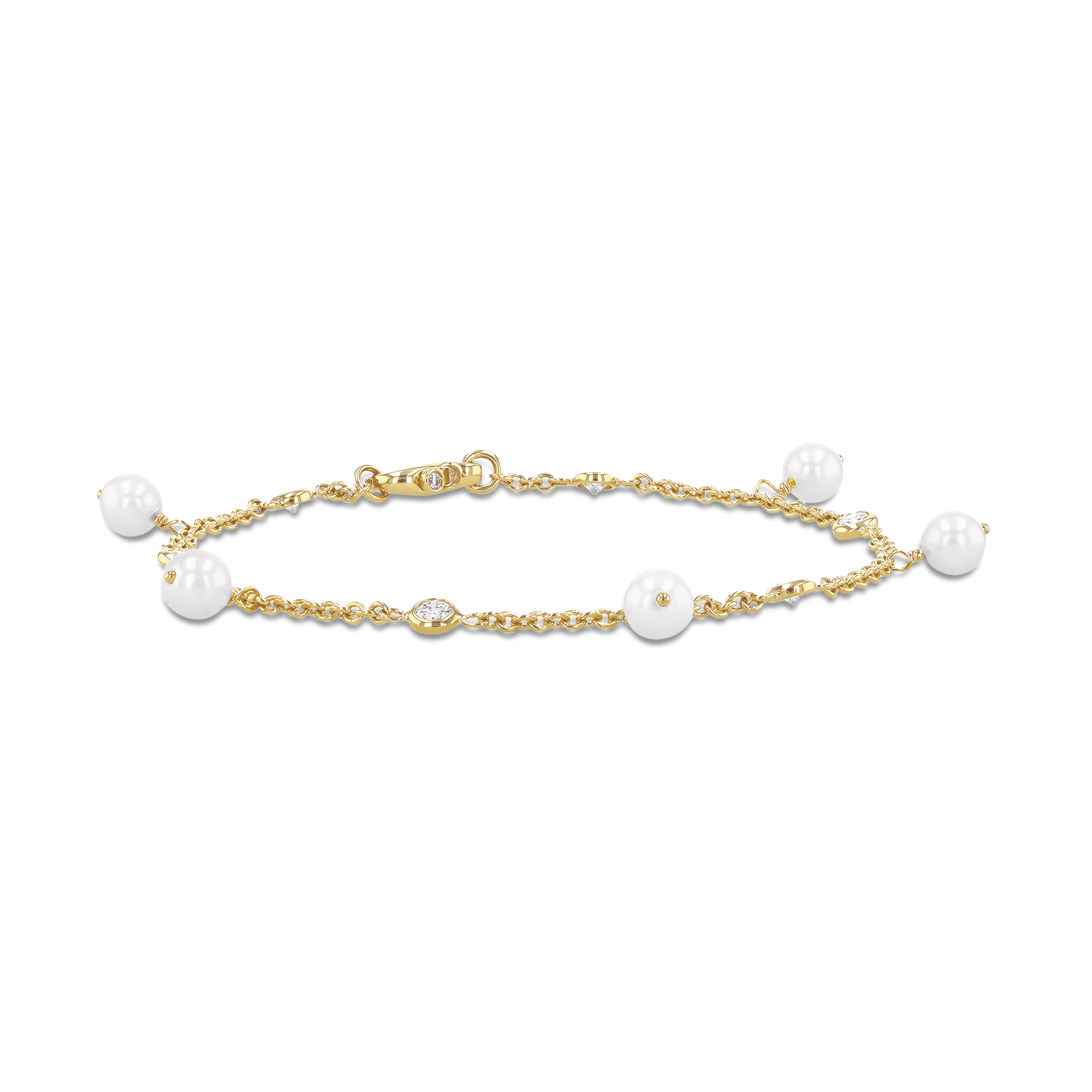 Akoya Pearl and Diamond Bracelet Brilliant Cut, Rubover Set_1