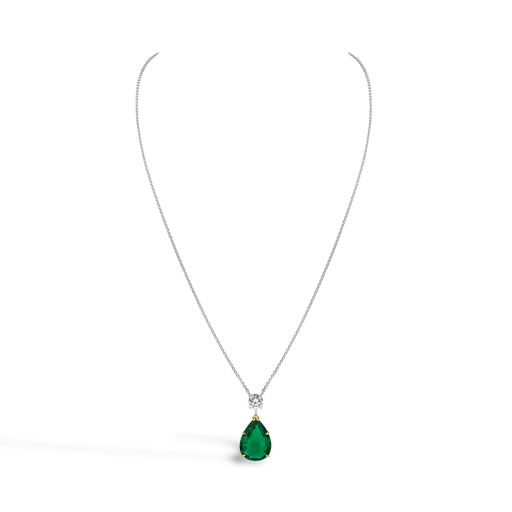 Pearshape 3.96ct Emerald and Diamond Drop Pendant Pearshape, Claw Set_2