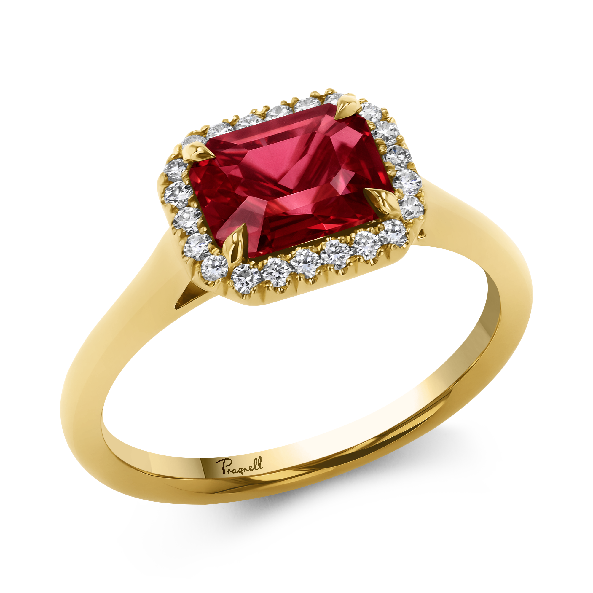 Octagon Cut 1.49ct Mozambique Ruby and Diamond Ring Octagon Cut, Claw Set_1