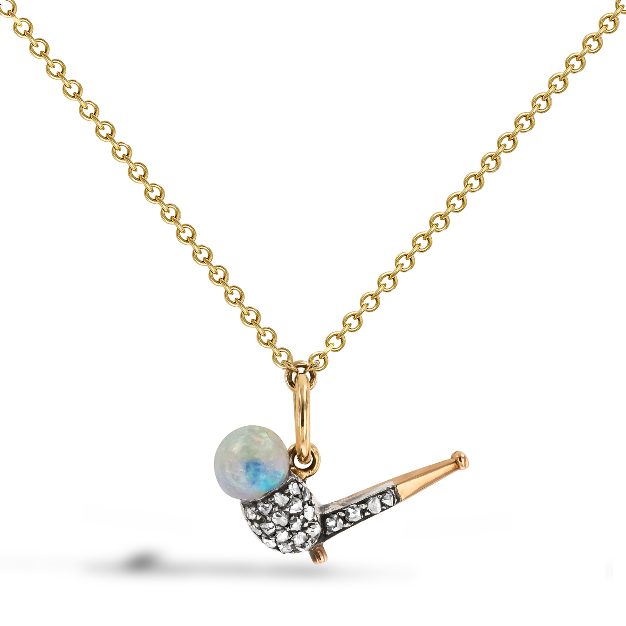 Victorian Opal and Diamond Pipe Pendant Cabochon Cut_1