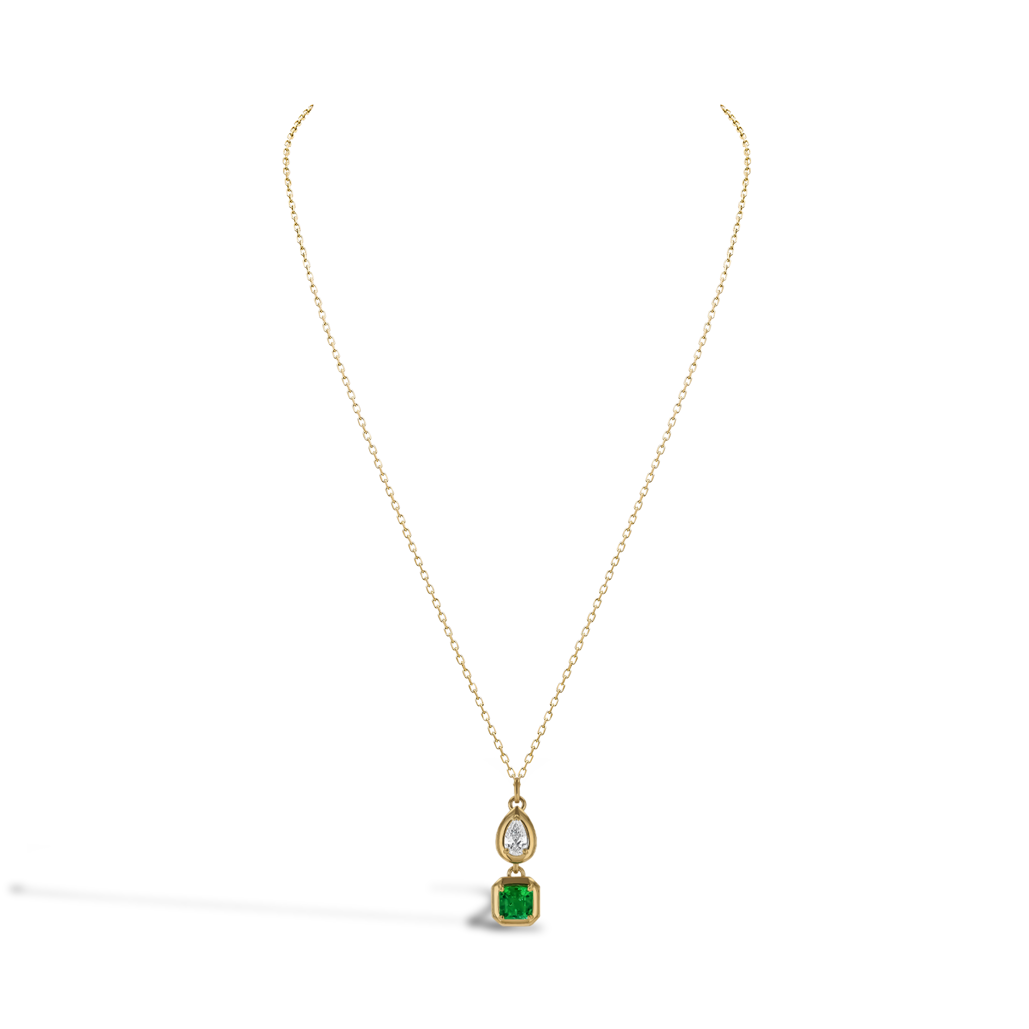 Skimming Stone 1.24ct Colombian Emerald and Diamond Pendant Emerald Cut, Claw Set_2