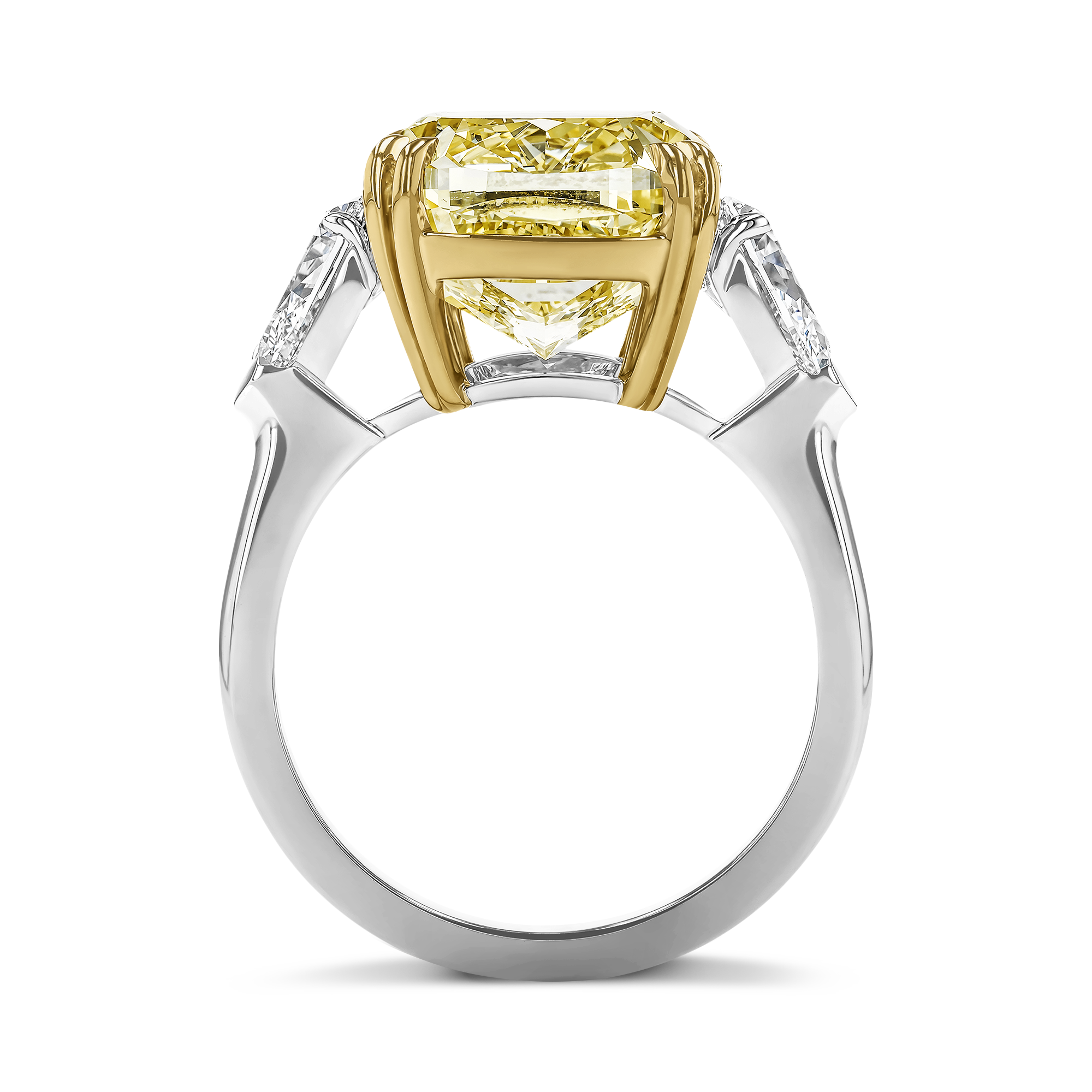 Masterpiece Cushion Cut 10.06ct Fancy Yellow Diamond Ring Cushion modern cut, Claw set_3