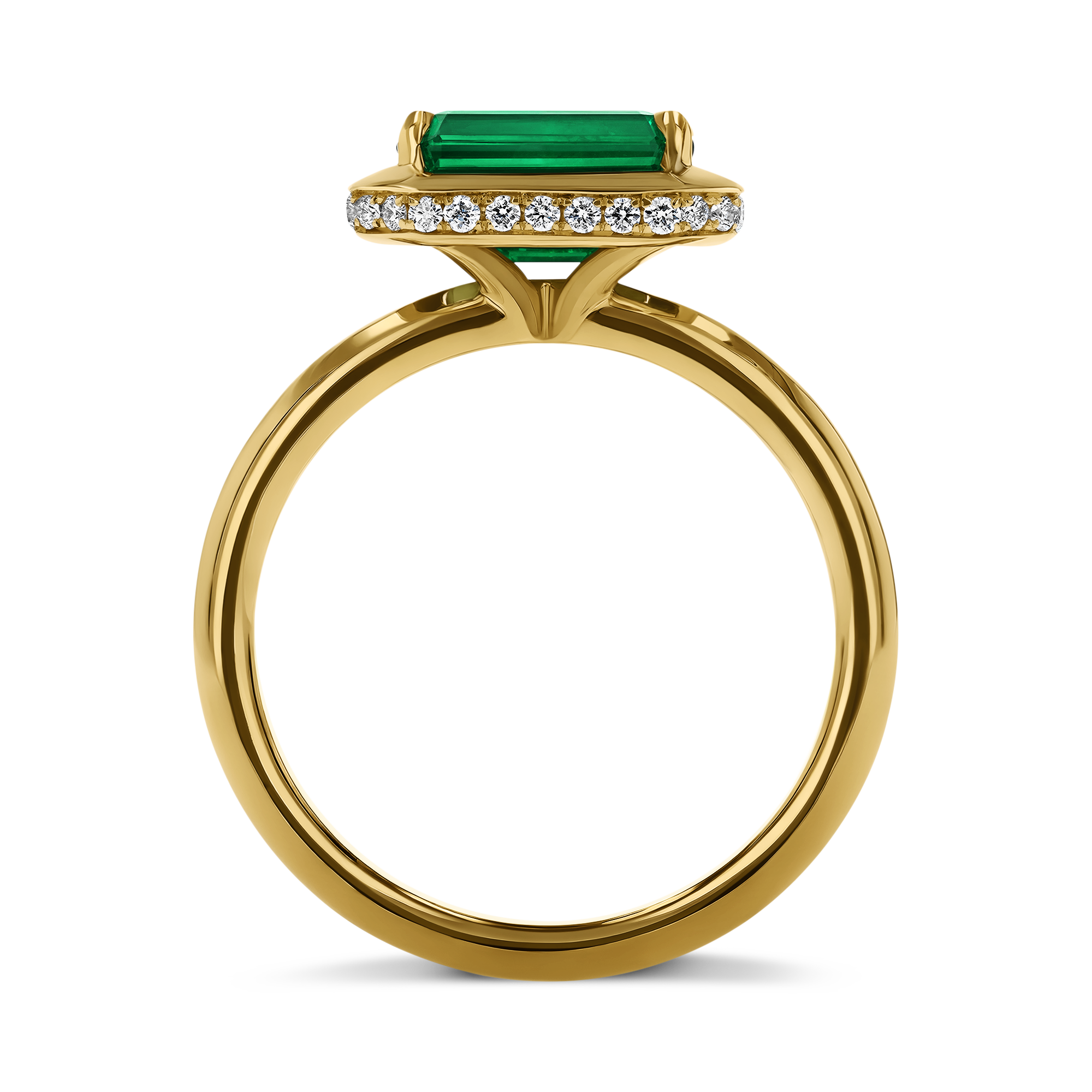 Skimming Stone 1.98ct Emerald and Diamond Solitaire Ring Emerald Cut, Claw Set_3