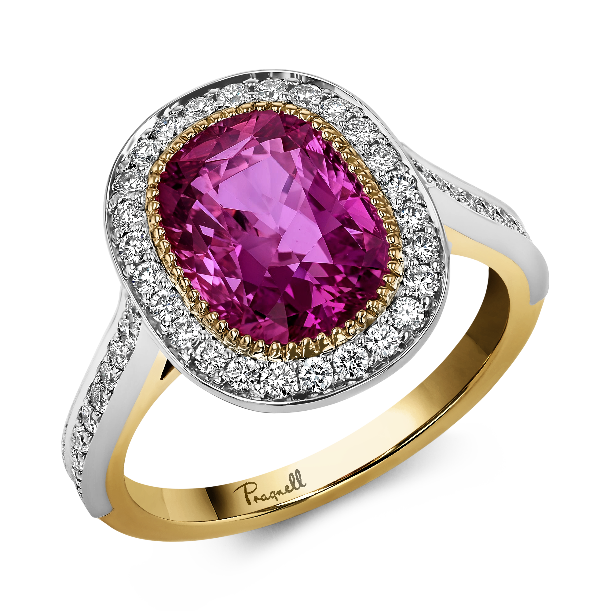 Masterpiece 3.72ct Burmese Ruby and Diamond Cluster Ring Cushion Antique Cut, Millegrain Set_1