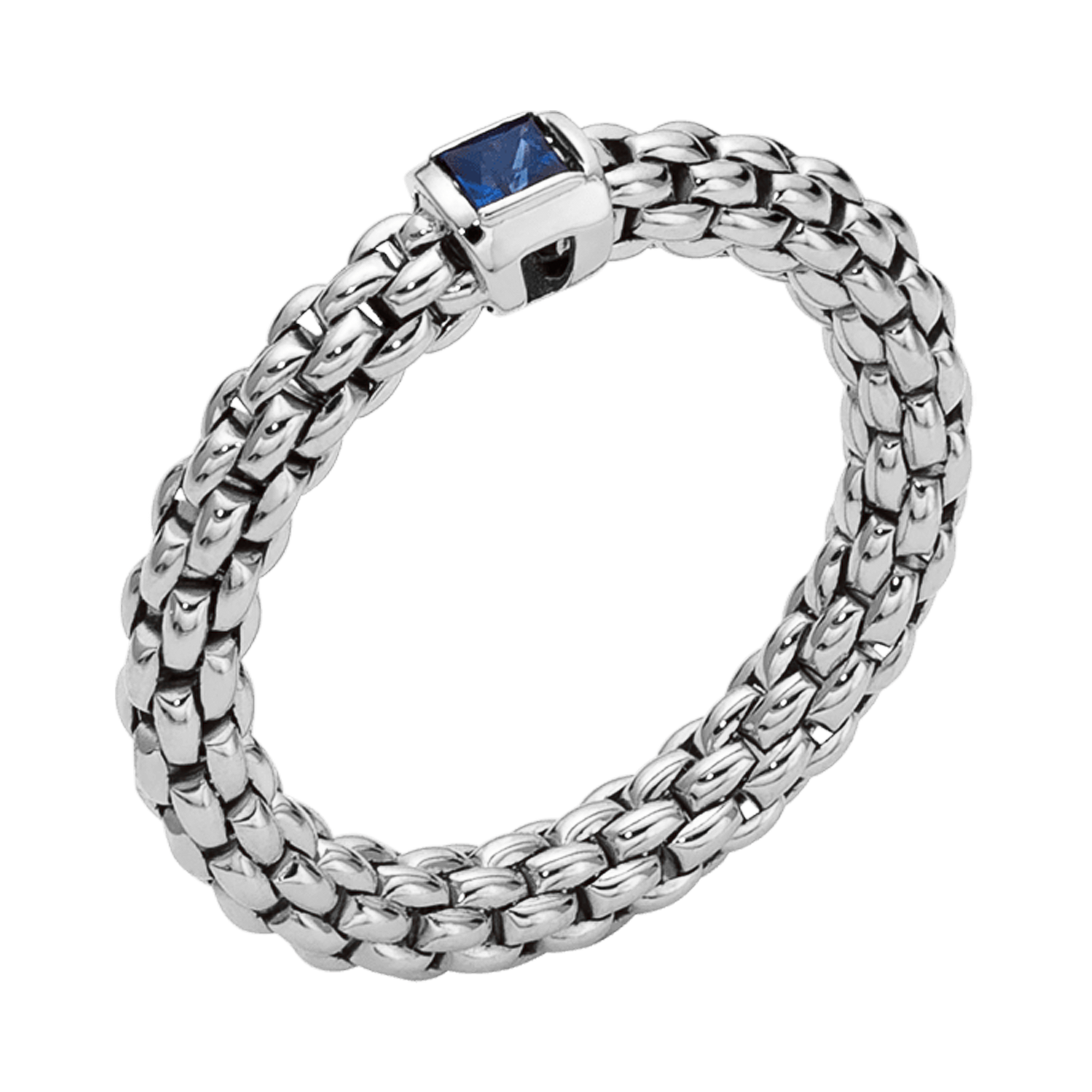 Fope Souls Flex-It Ring with a Blue Sapphire Square Cut, Rubover Set_1