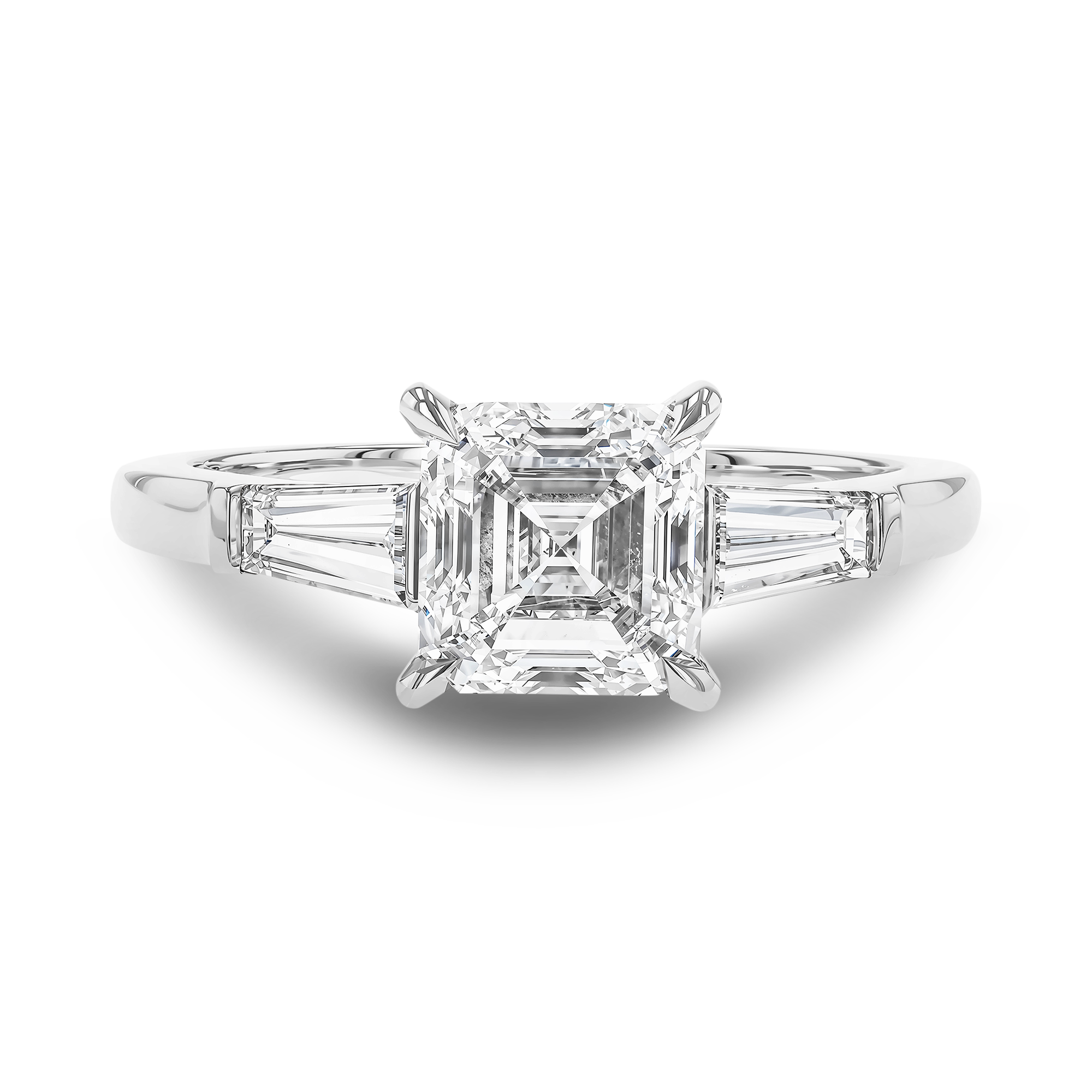 Asscher Cut 1.70ct Diamond Ring Asscher & Baguette Cut, Claw Set_2