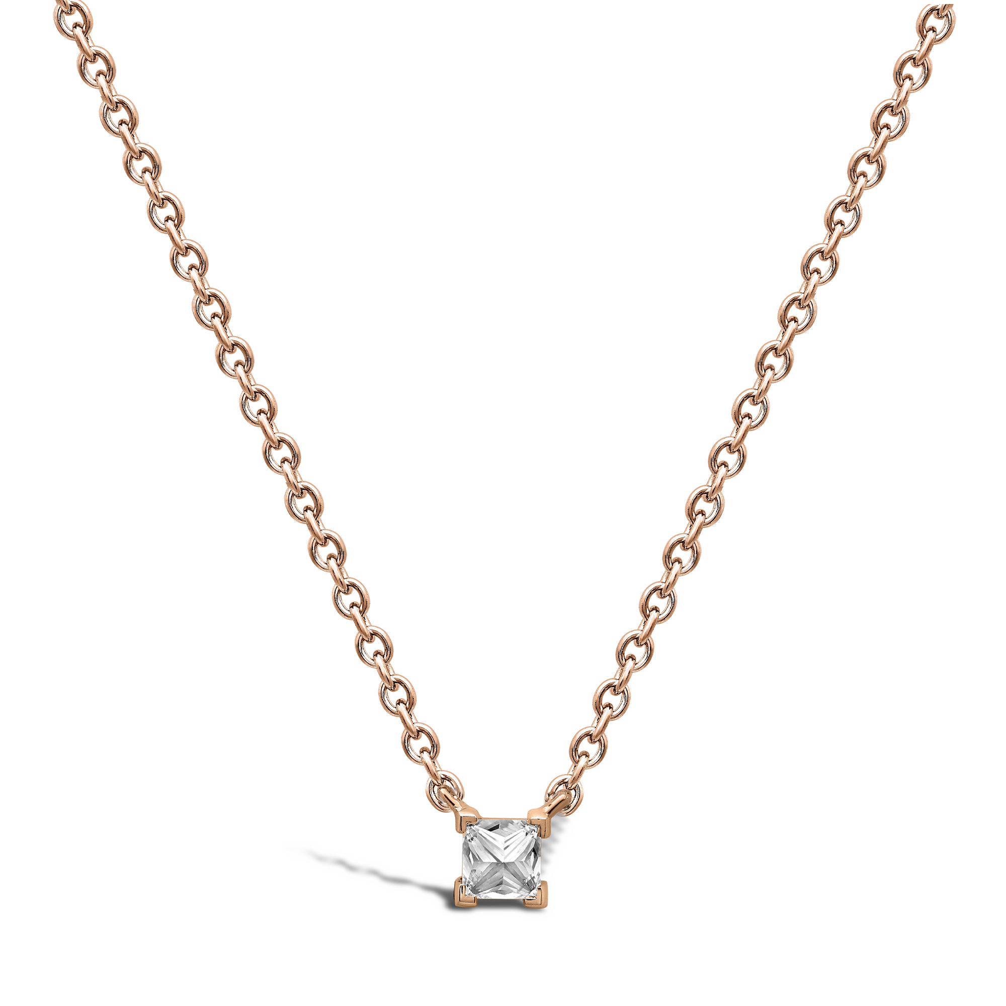 RockChic Diamond Solitaire Necklace Princess Cut, Claw Set_1