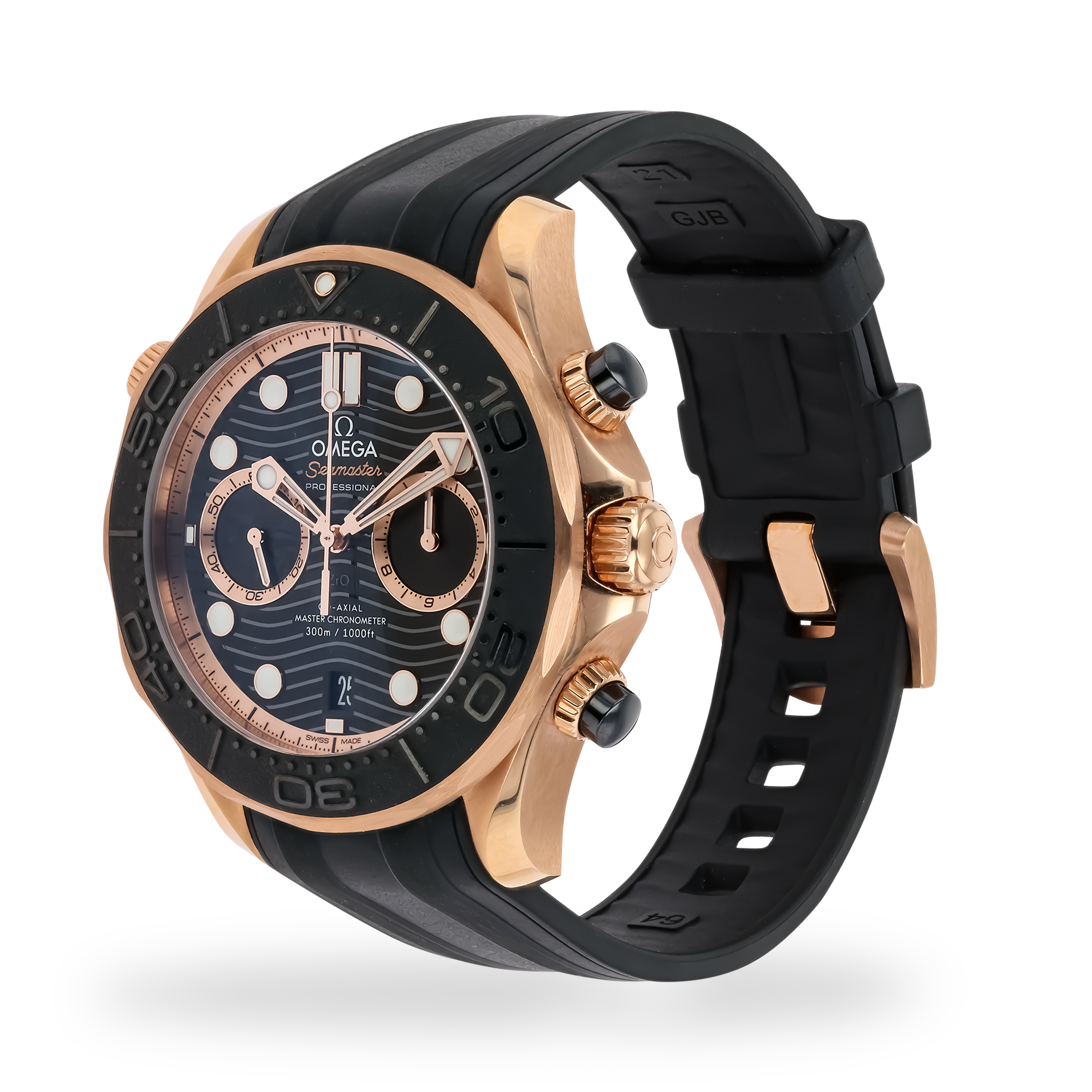 Omega seamaster rose on sale gold rubber strap