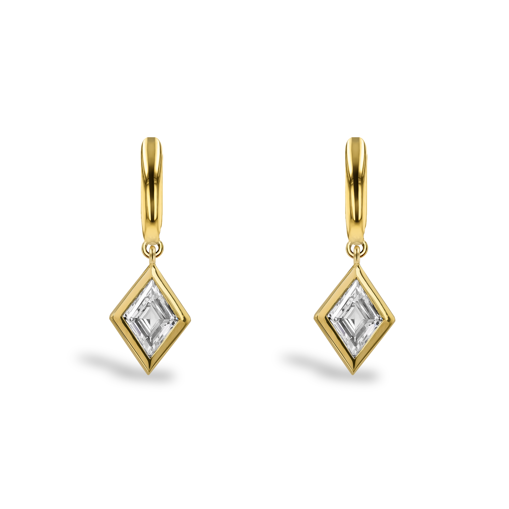 Lozenge Cut 1.13ct Diamond Drop Earrings Lozenge Cut, Rubover Set_2