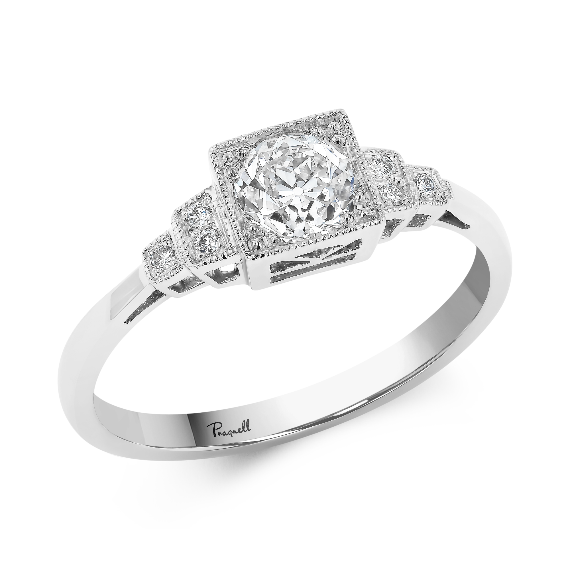 Brilliant Cut 0.56ct Diamond Ring in Platinum Brilliant Cut, Millegrain Set_1