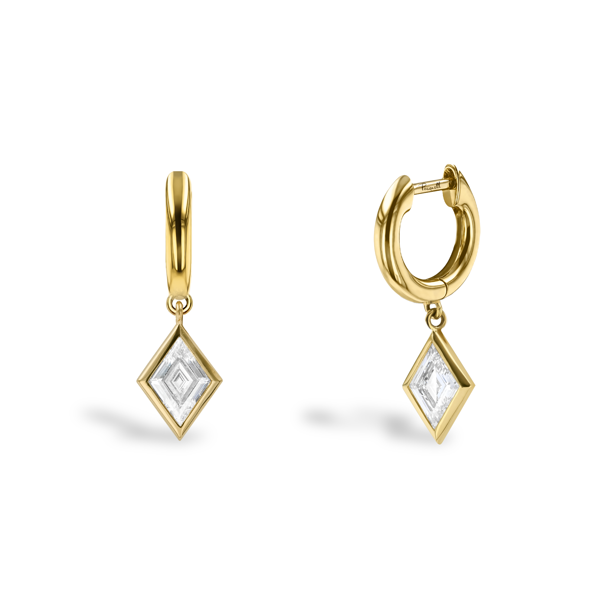 Lozenge Cut 1.33ct Diamond Drop Earrings Lozenge Cut, Rubover Set_1