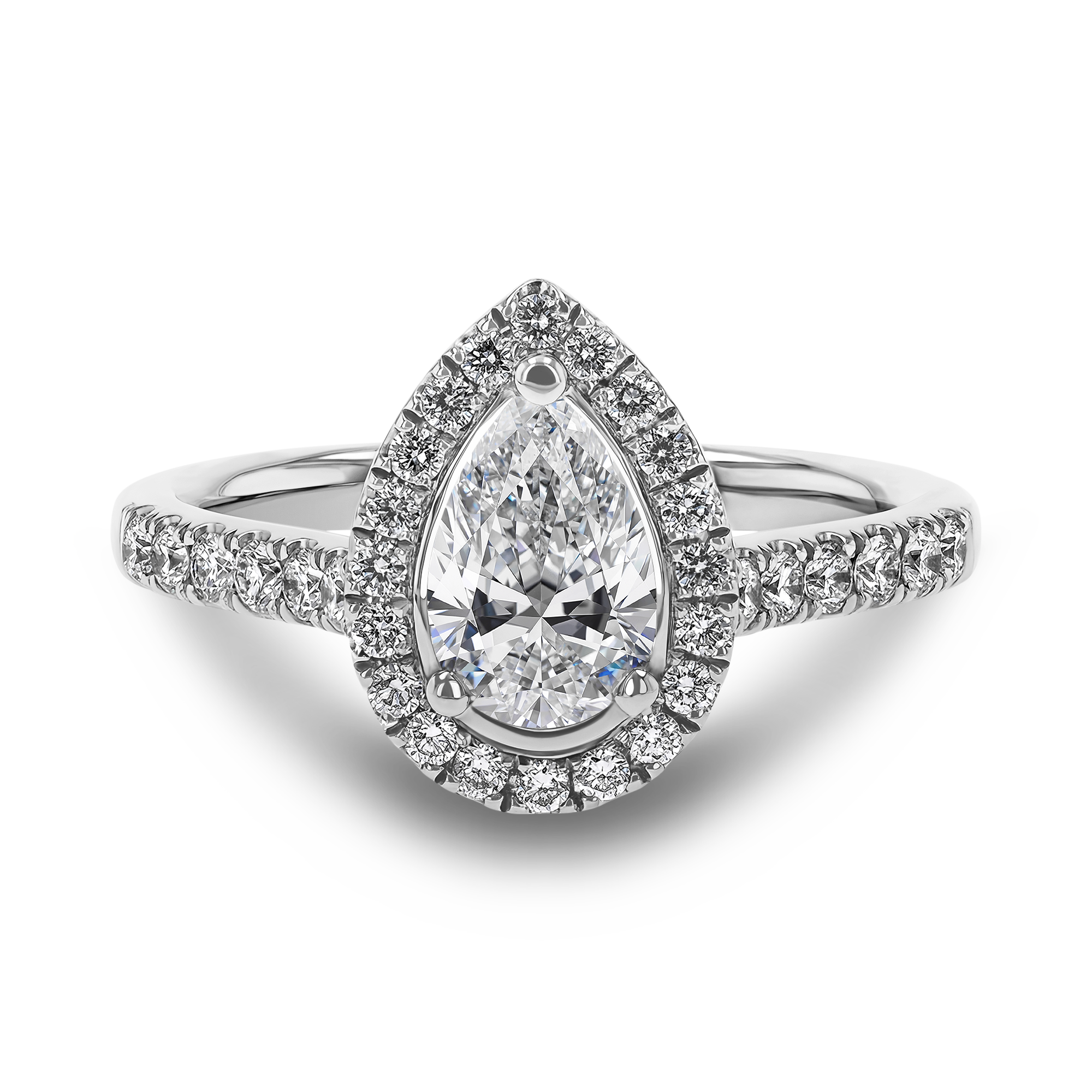 0.70CT Diamond Cluster Ring Pear Cut, Cluster, Brilliant Shoulders_2