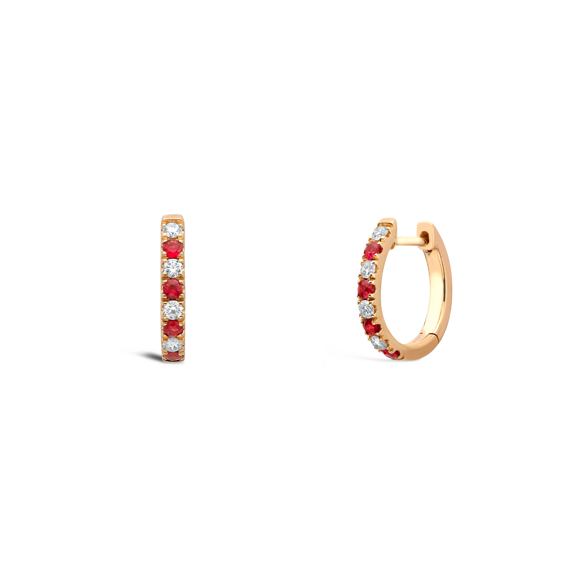 Ruby & Diamond Half Hoop Earrings Brilliant cut, Claw set_1