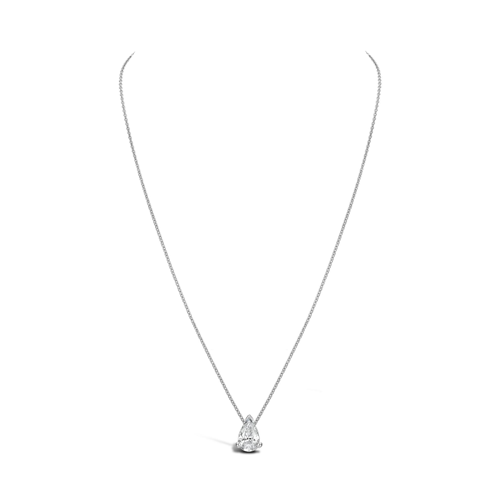 Pear Shaped Cut 1.51ct Diamond Pendant in 18ct White Gold Pear Cut, Claw Set_2