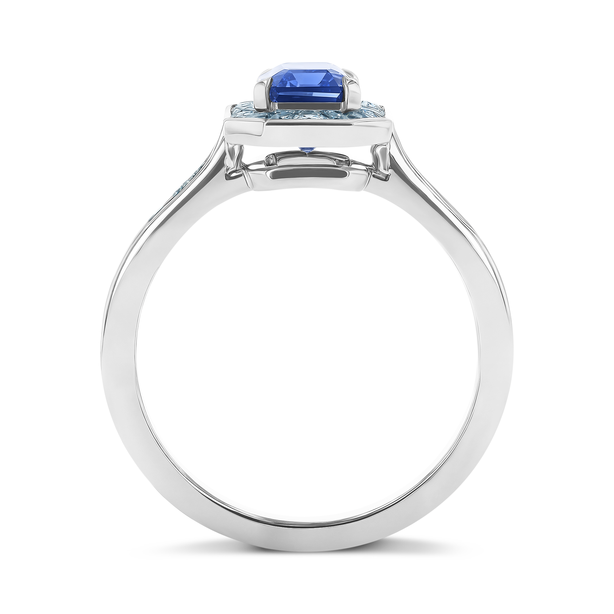 Gatsby 1.66ct Sapphire and Aquamarine Cluster Ring Octagon Cut, Claw Set_3