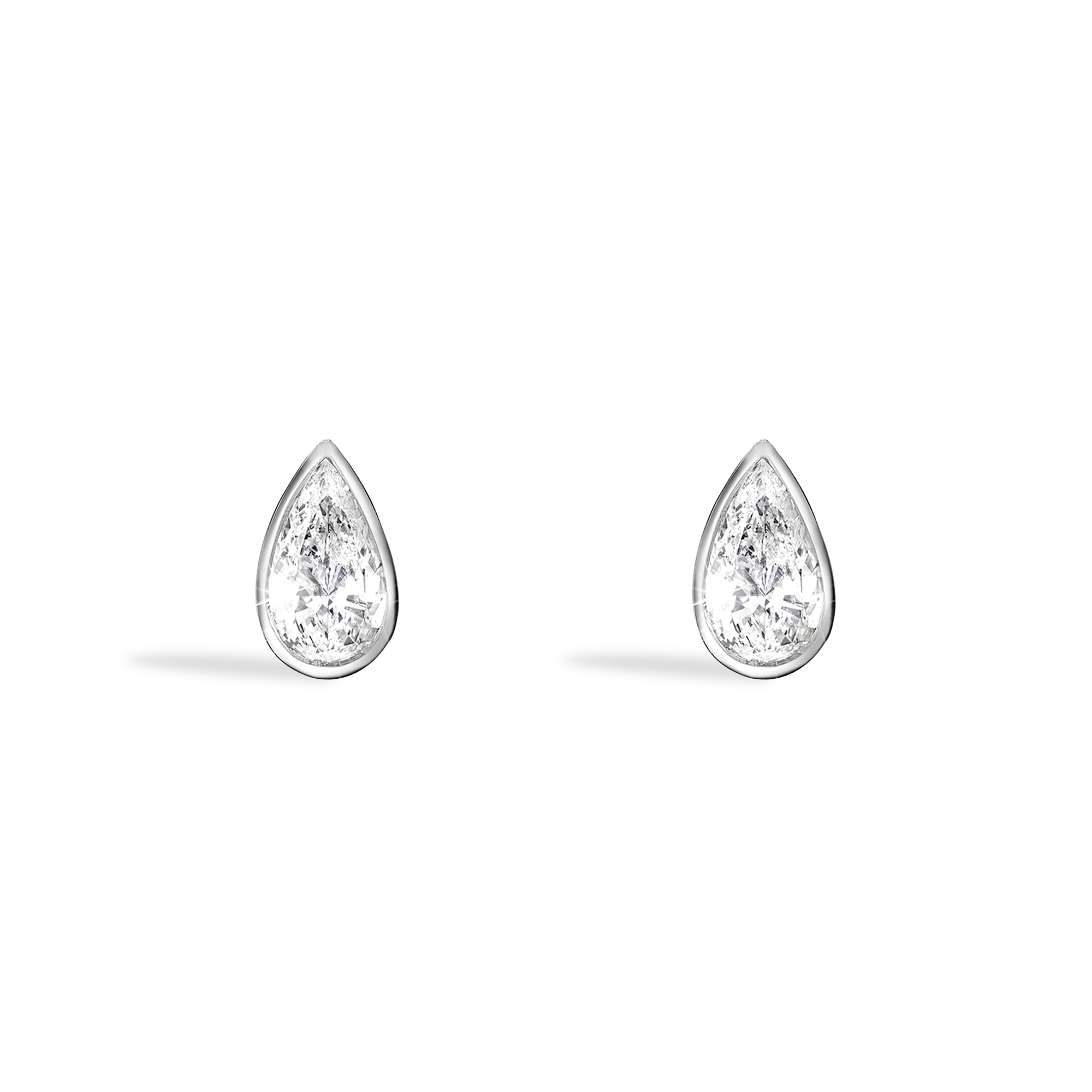 Pearshape 1.05ct Diamond Stud Earrings Pearshape Cut, Rubover Set_1