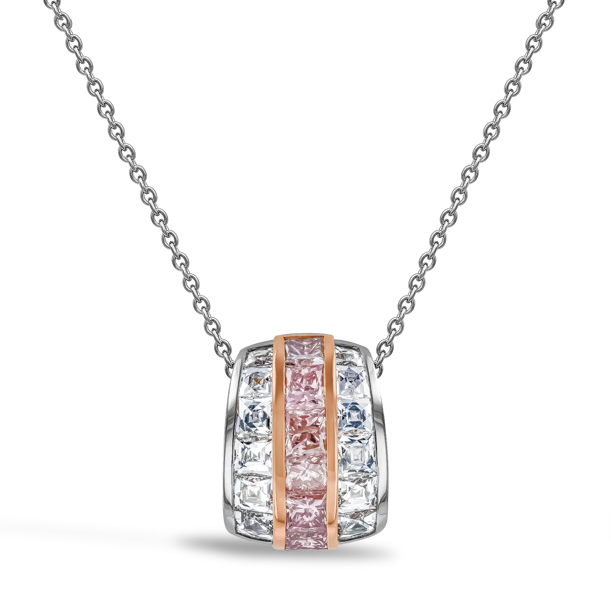 Manhattan 1.51ct Diamond and Pink Diamond Pendant French & Princess Cut, Channel Set_1