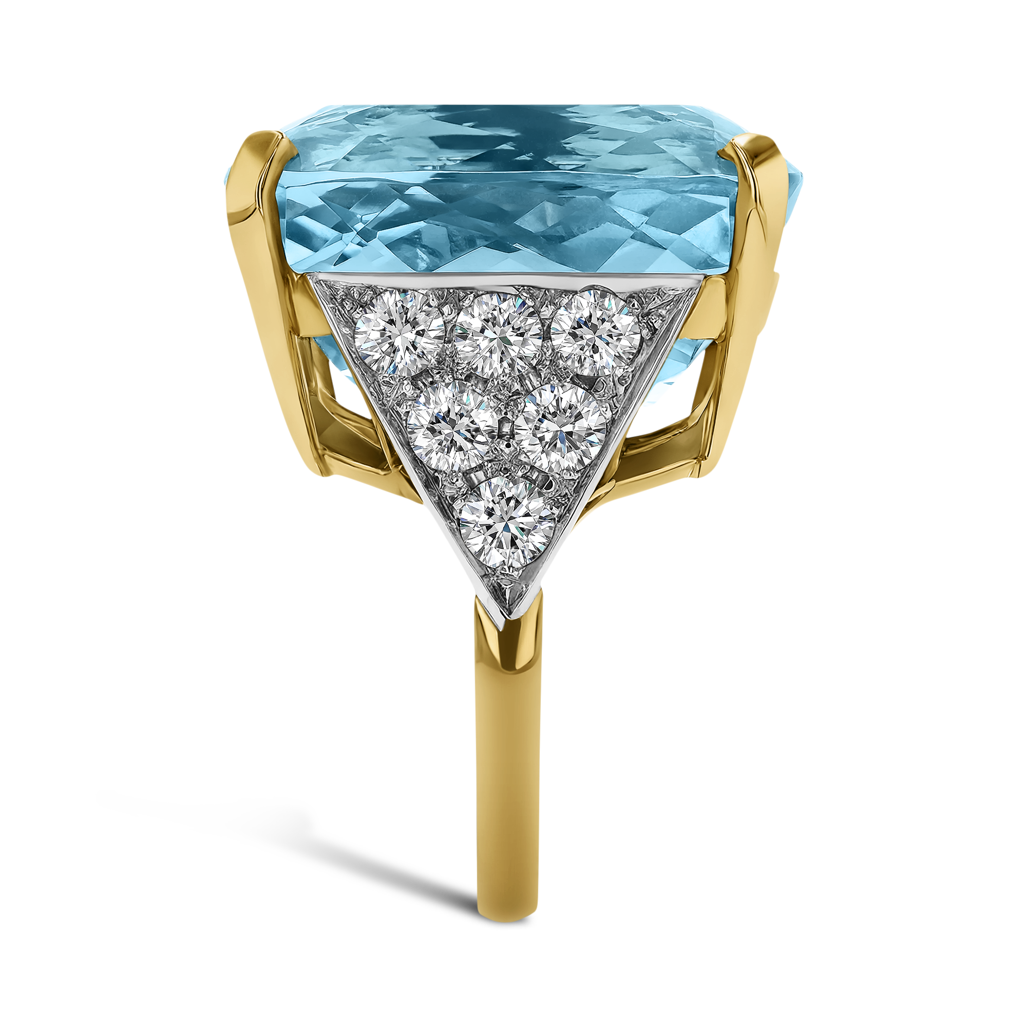 Cushion Cut  33.20ct Aquamarine and Diamond Solitaire Ring Cushion Cut, Claw Set_4