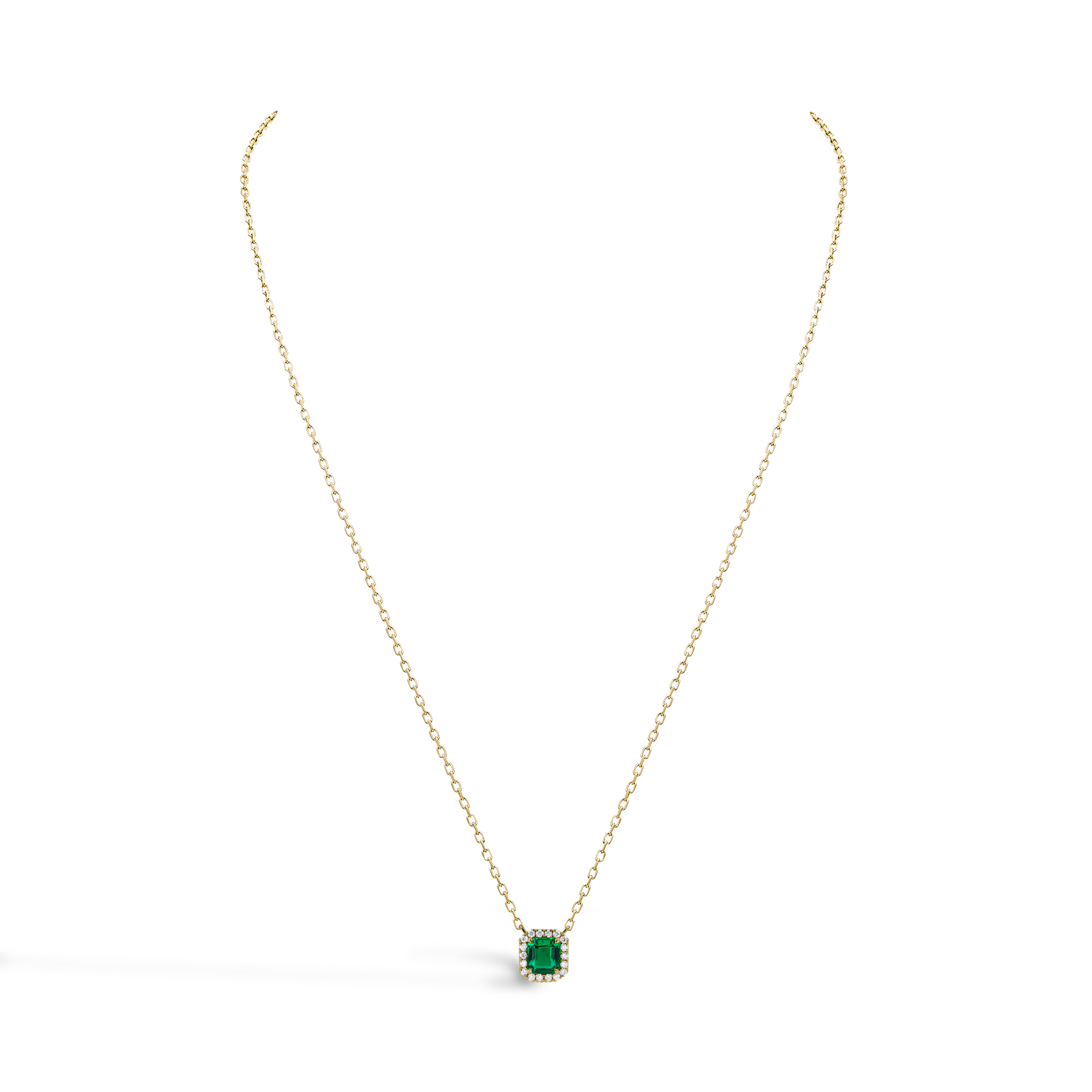 Octagonal Cut 0.62ct Emerald and Diamond Pendant Octagonal Cut, Claw Set_2