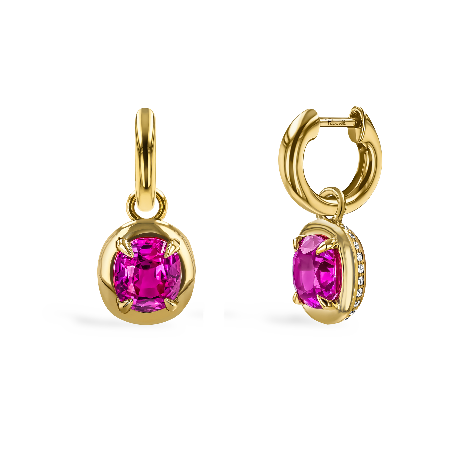 Masterpiece Skimming Stone 2.12ct Pink Sapphire Earrings Cushion modern cut, Claw set_1