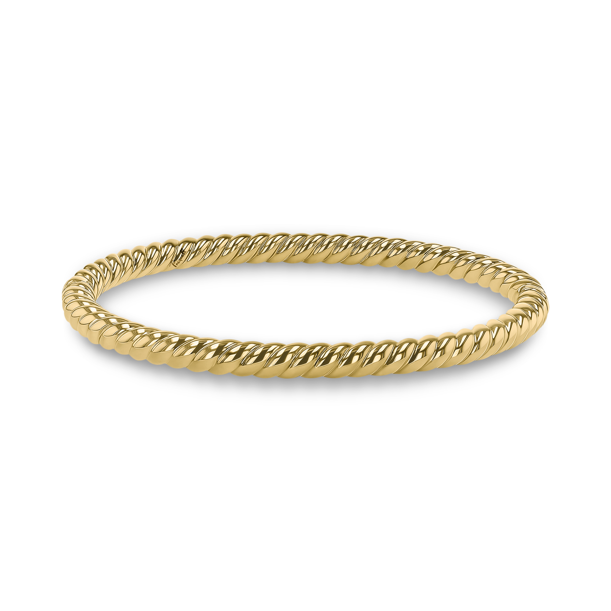 Yellow Gold Cross Section Cord Bangle _1