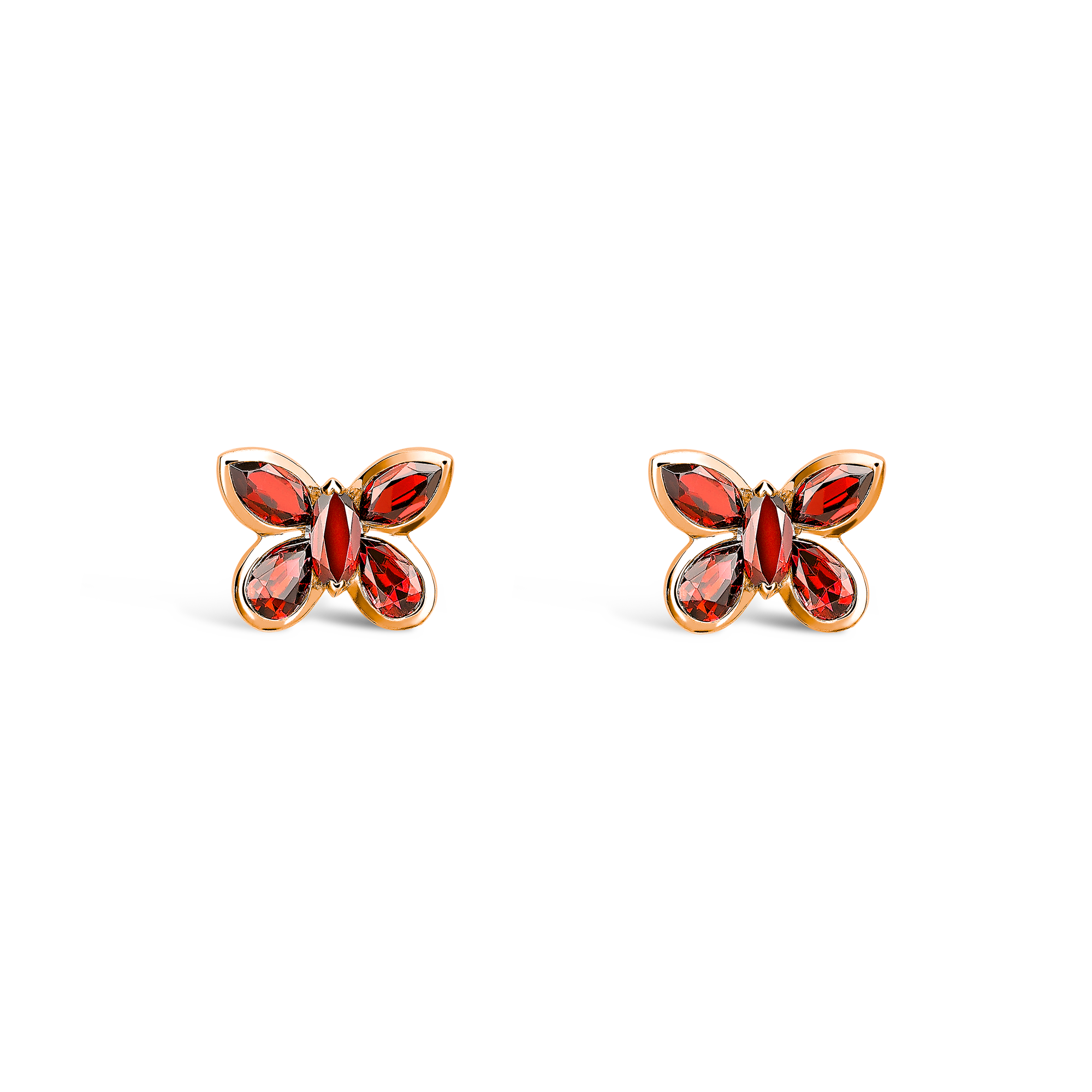 Butterfly Ruby Stud Earrings Pear and Marquise Cut, Rubover Set_1