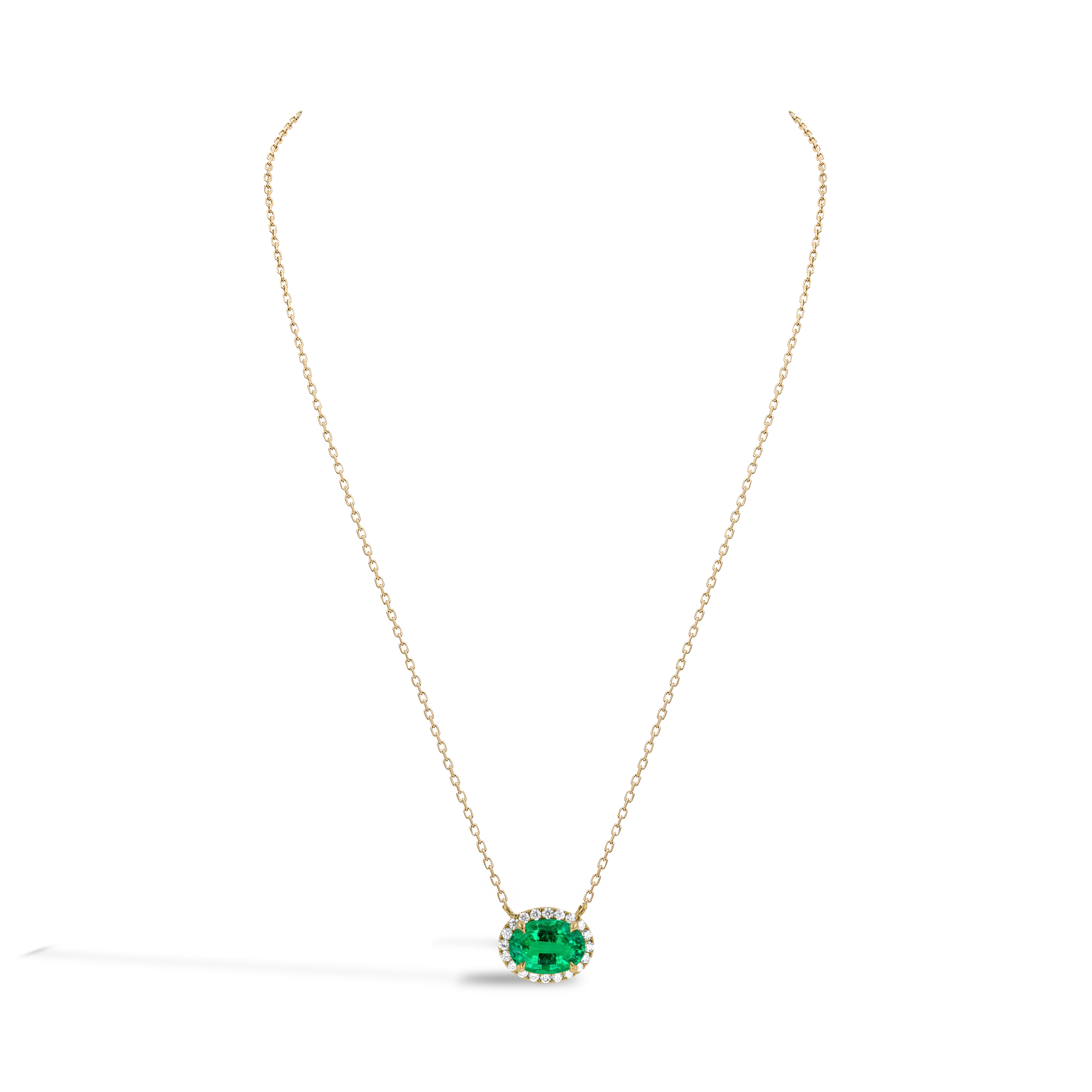 Oval Cut 1.59ct Emerald Pendant Oval Cut, Grain Set_2