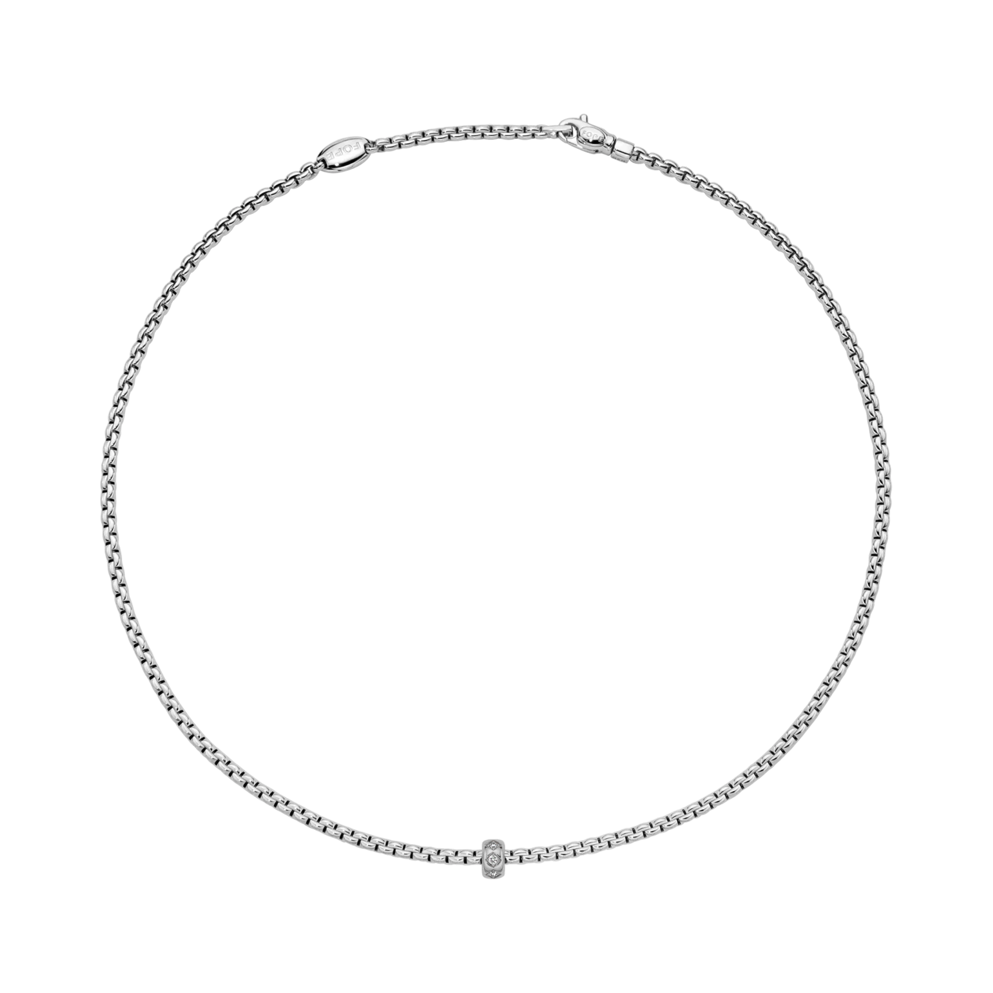 Fope Eka Diamond Necklace with White Gold Rondel Brilliant Cut, Grain Set_1