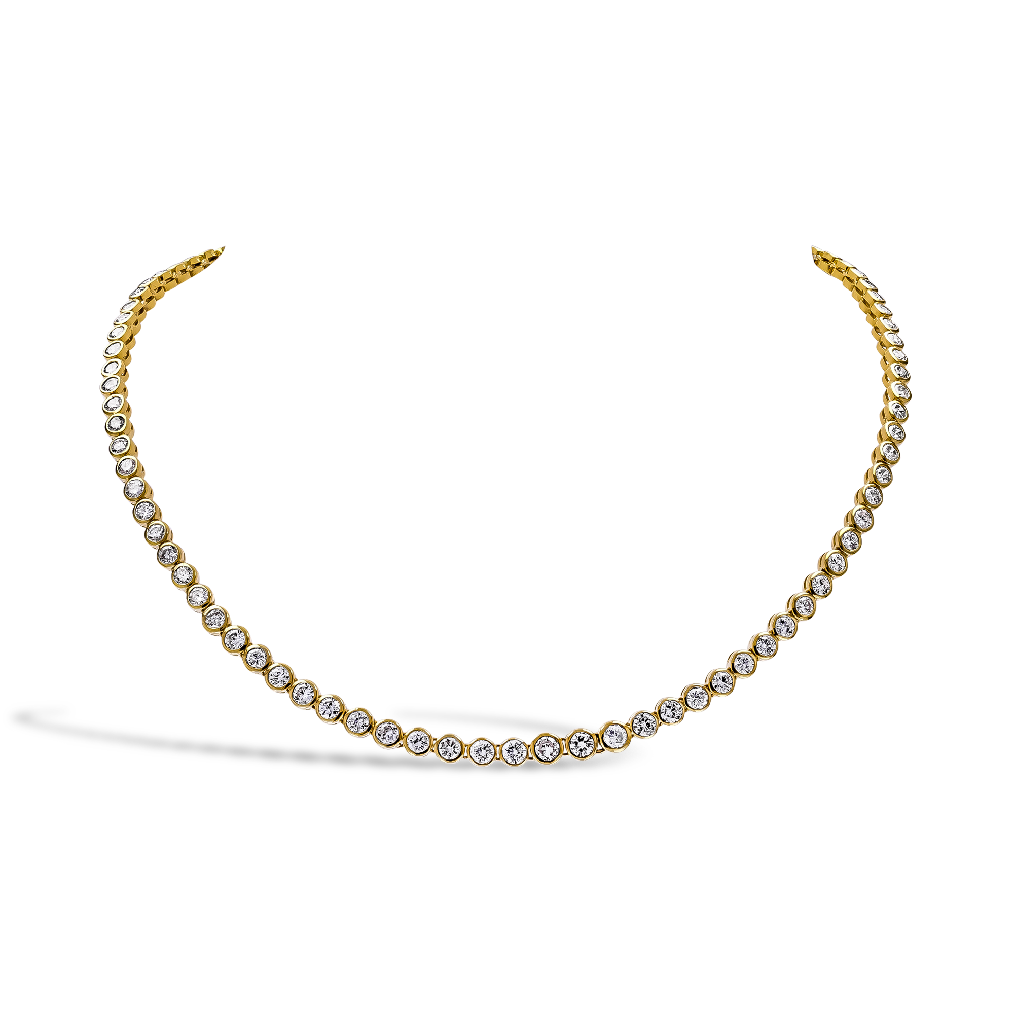 Brilliant Cut 8.50ct Diamond Line Necklace Brilliant Cut, Rubover Set_1