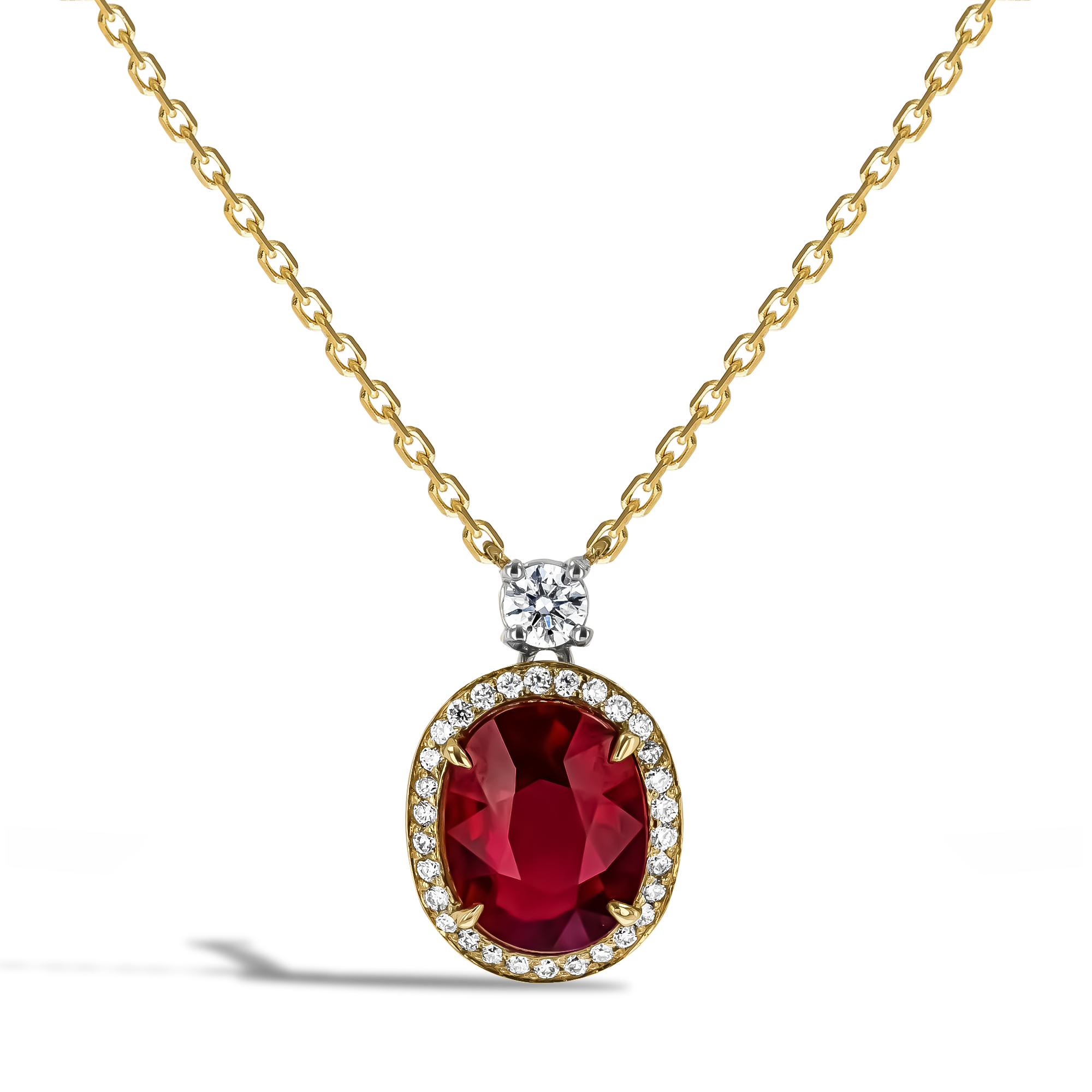 Oval 2.50ct Burmese Pigeon Blood Ruby and Diamond Pendant Oval Cut, Claw Set_1