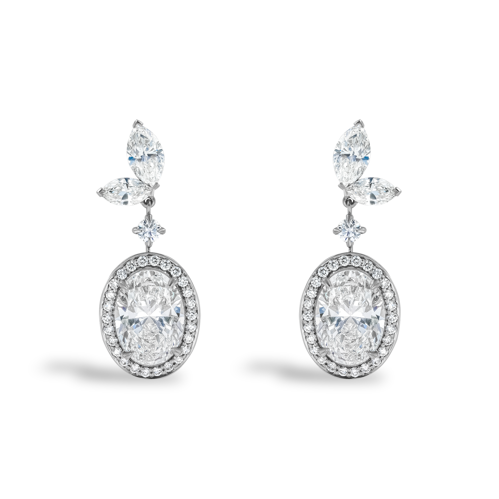 Oval Cut 4.02ct Diamond Drop Earrings Oval & Marquise Cut, Claw Set_1