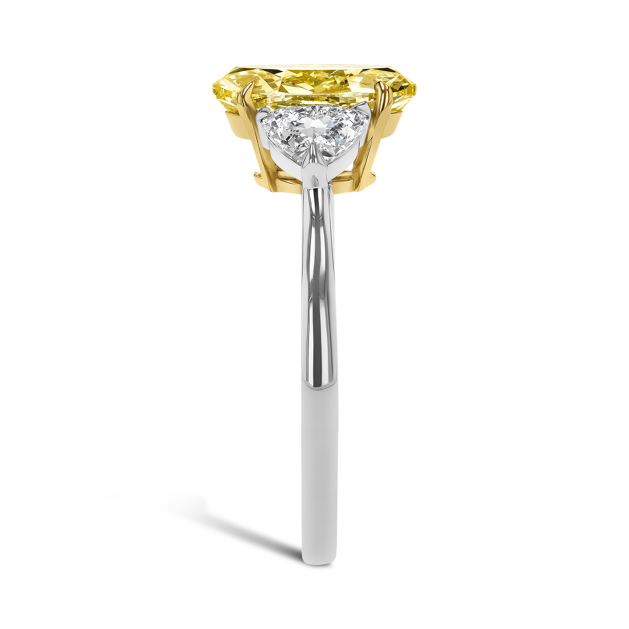 Venus Setting 2.01ct Kimberley Fancy Intense Yellow Diamond Ring Oval & Heart Cut, Claw Set_4