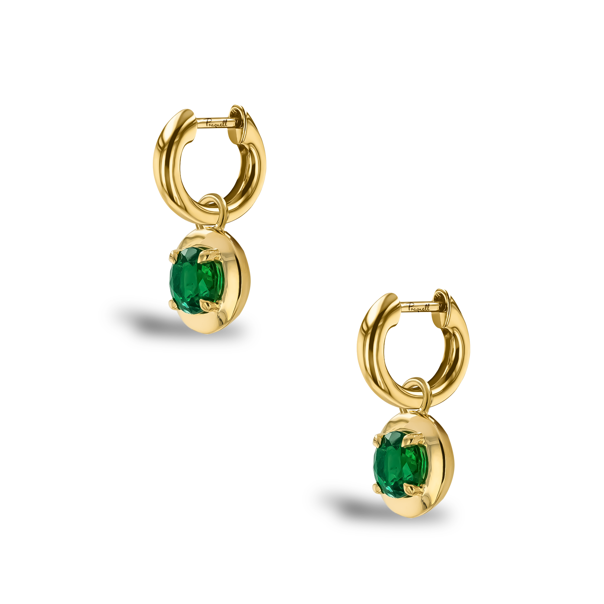 Skimming Stone Brilliant Cut 1.05ct Emerald Drop Earrings Brilliant cut, Claw set_3