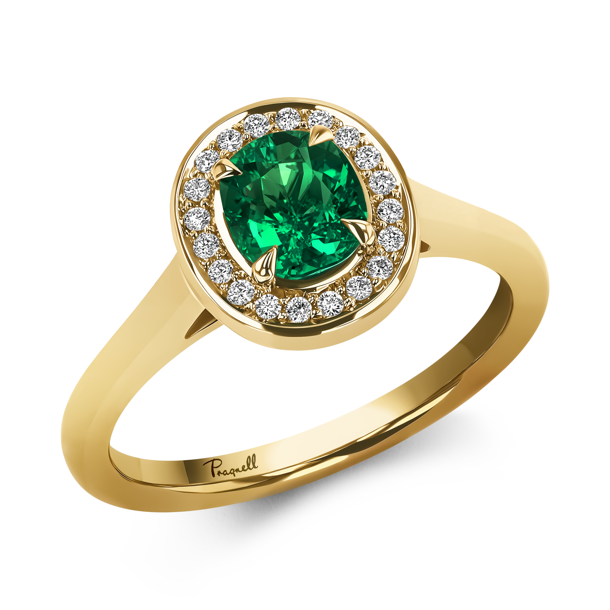 Classic 0.70ct Emerald and Diamond Cluster Ring Brilliant cut, Claw set_1