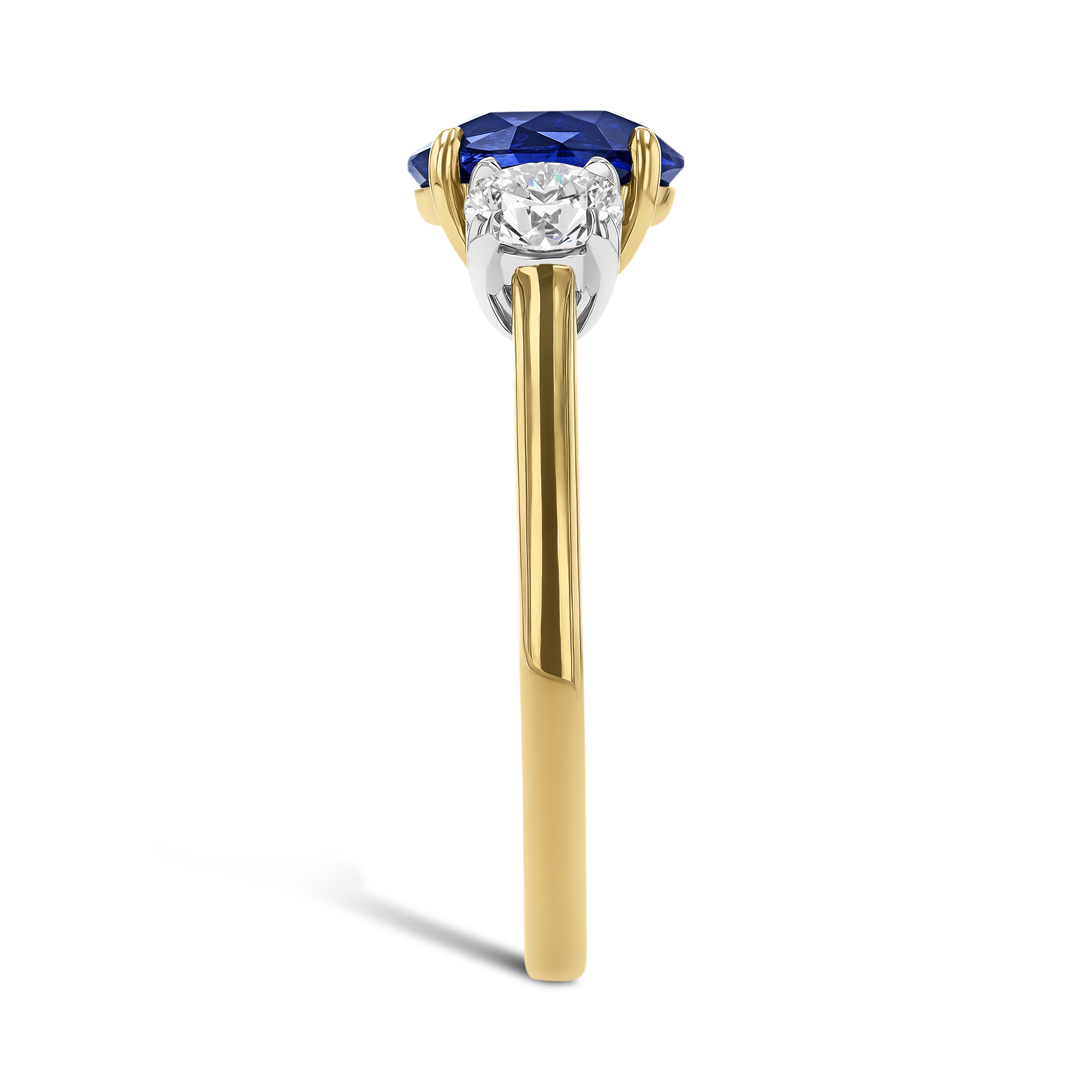 Oval Cut 2.35ct Sapphire and Diamond Three Stone Ring Oval Cut, Claw Set_4