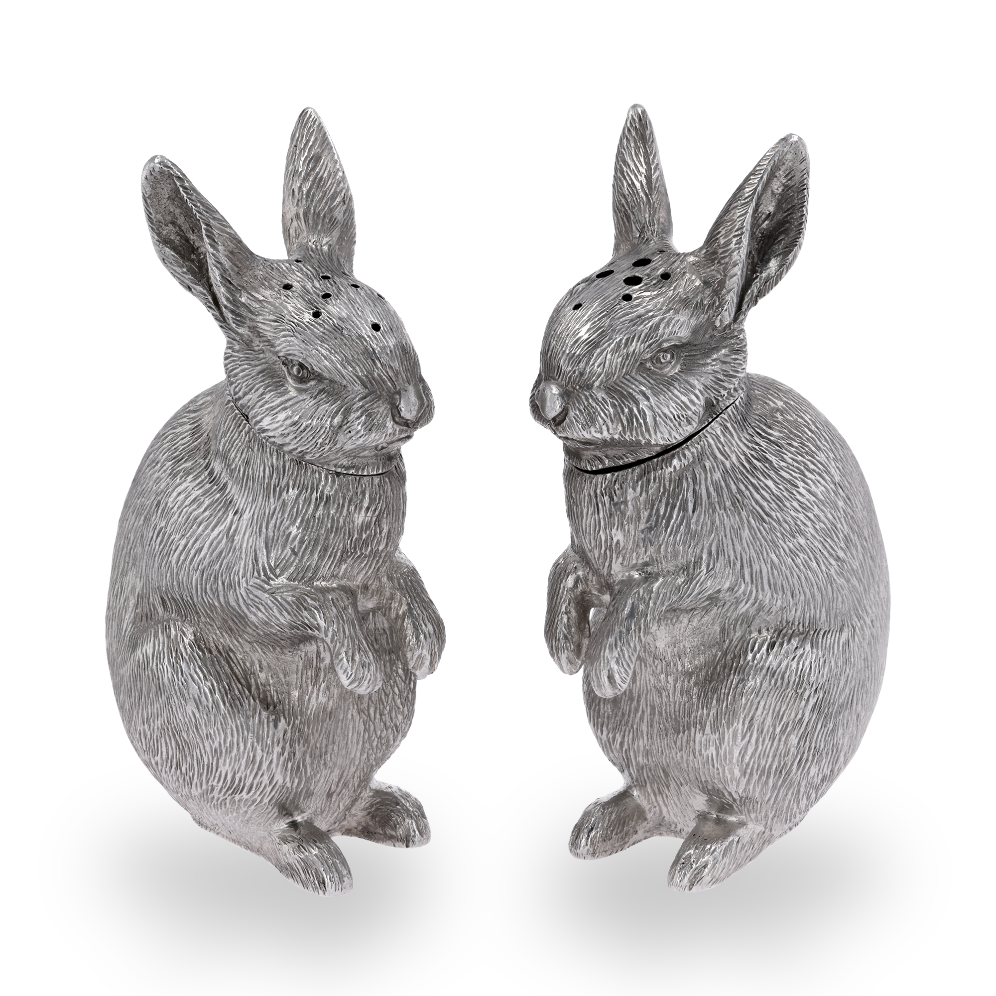 Pair of Silver Rabbit Salt and Pepper Pots London 1964_1