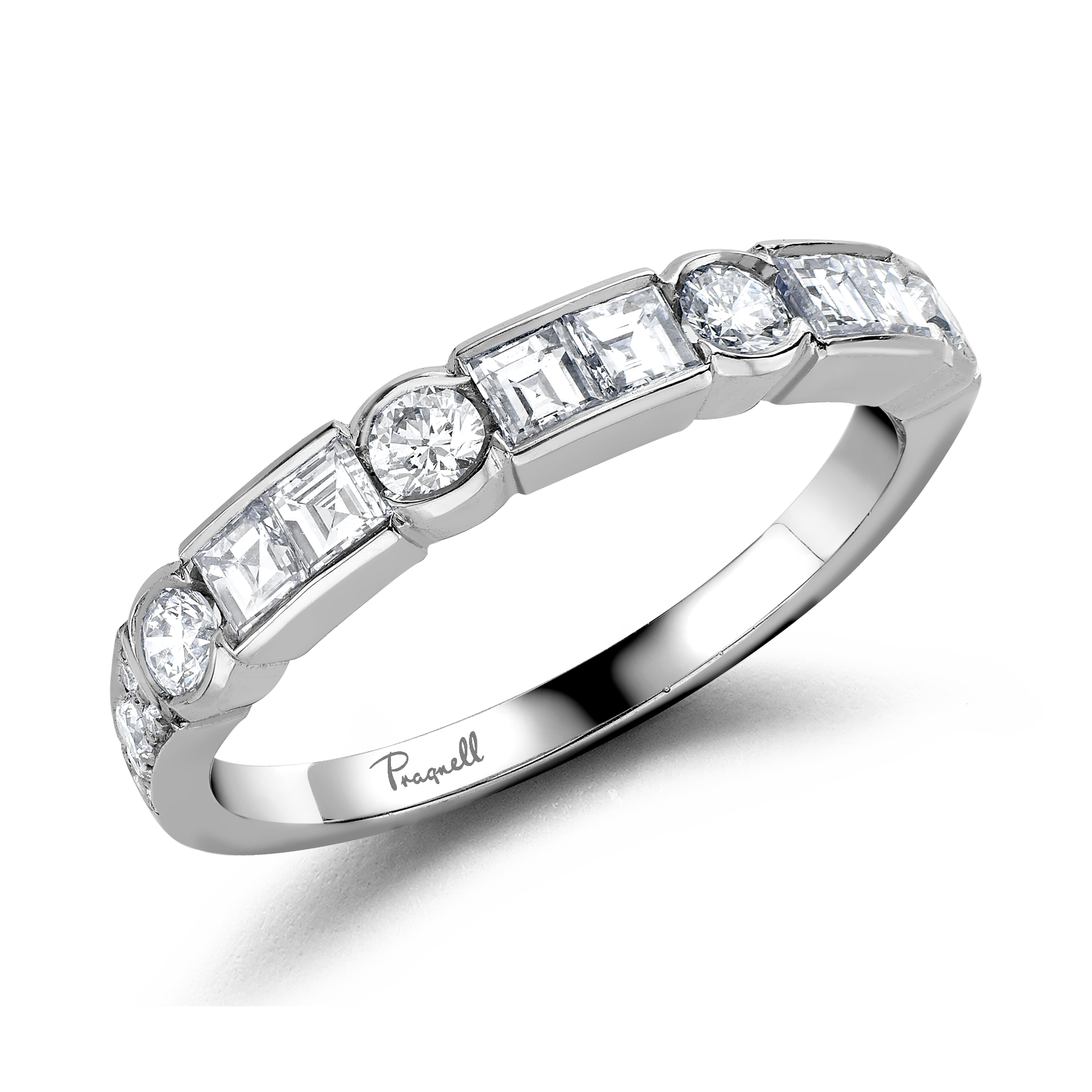 Antrobus Diamond Half Eternity Ring Brilliant & Carré Cut, Rub Over Set_1