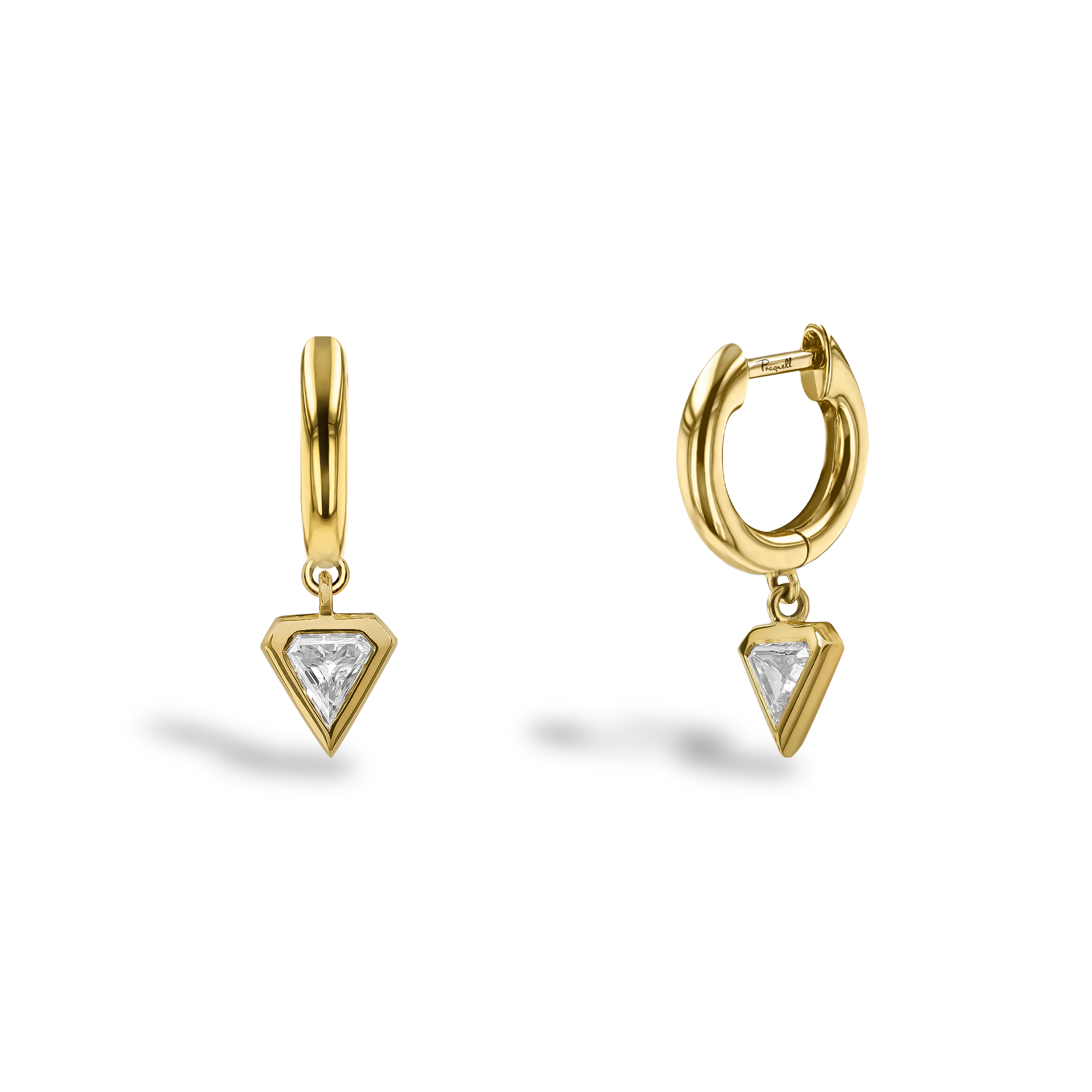 Shield Cut 0.345ct Diamond Drop Earrings Shield Cut, Rubover Set_1