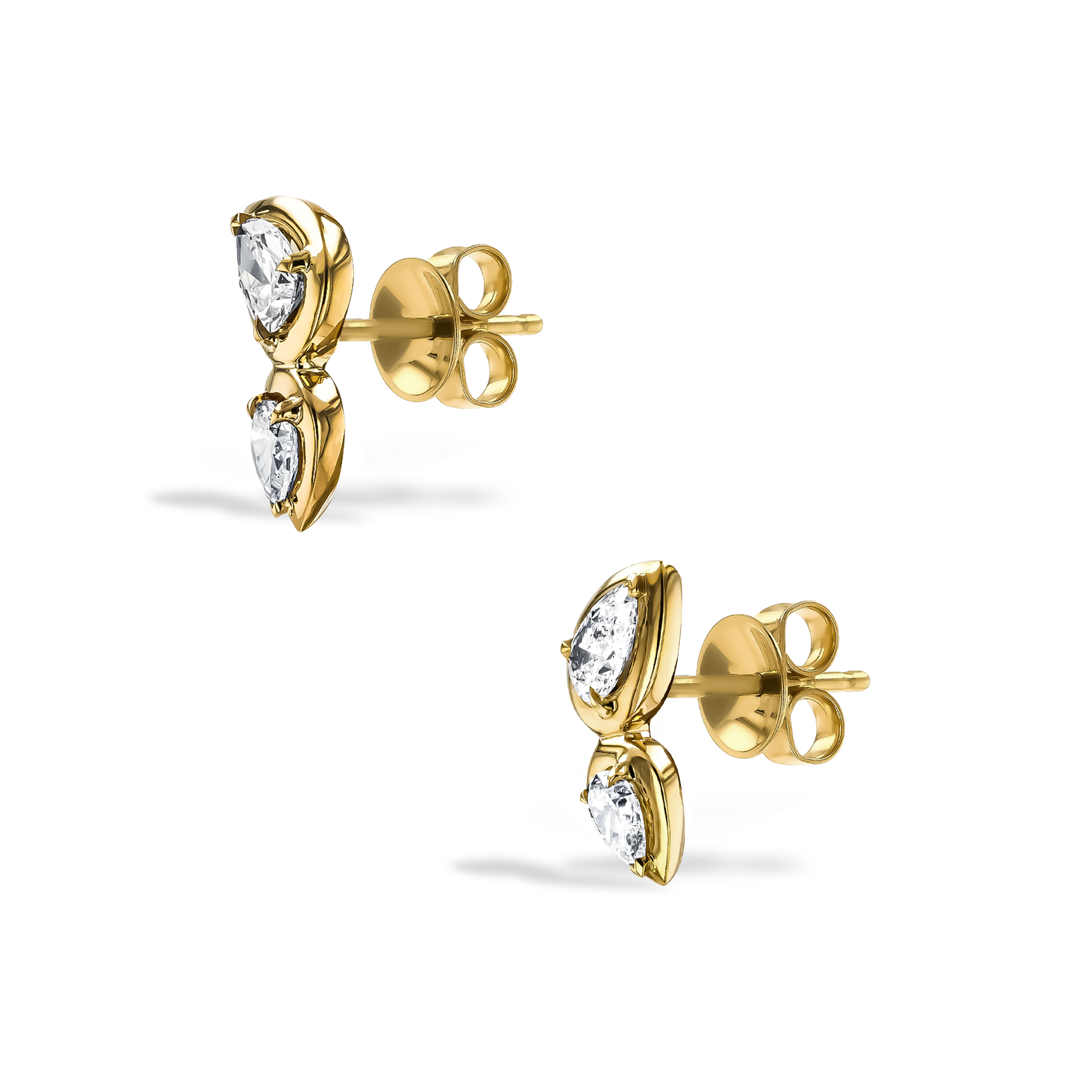 Skimming Stone 0.74ct Diamond Stud Earrings Pearshape, Claw Set_2