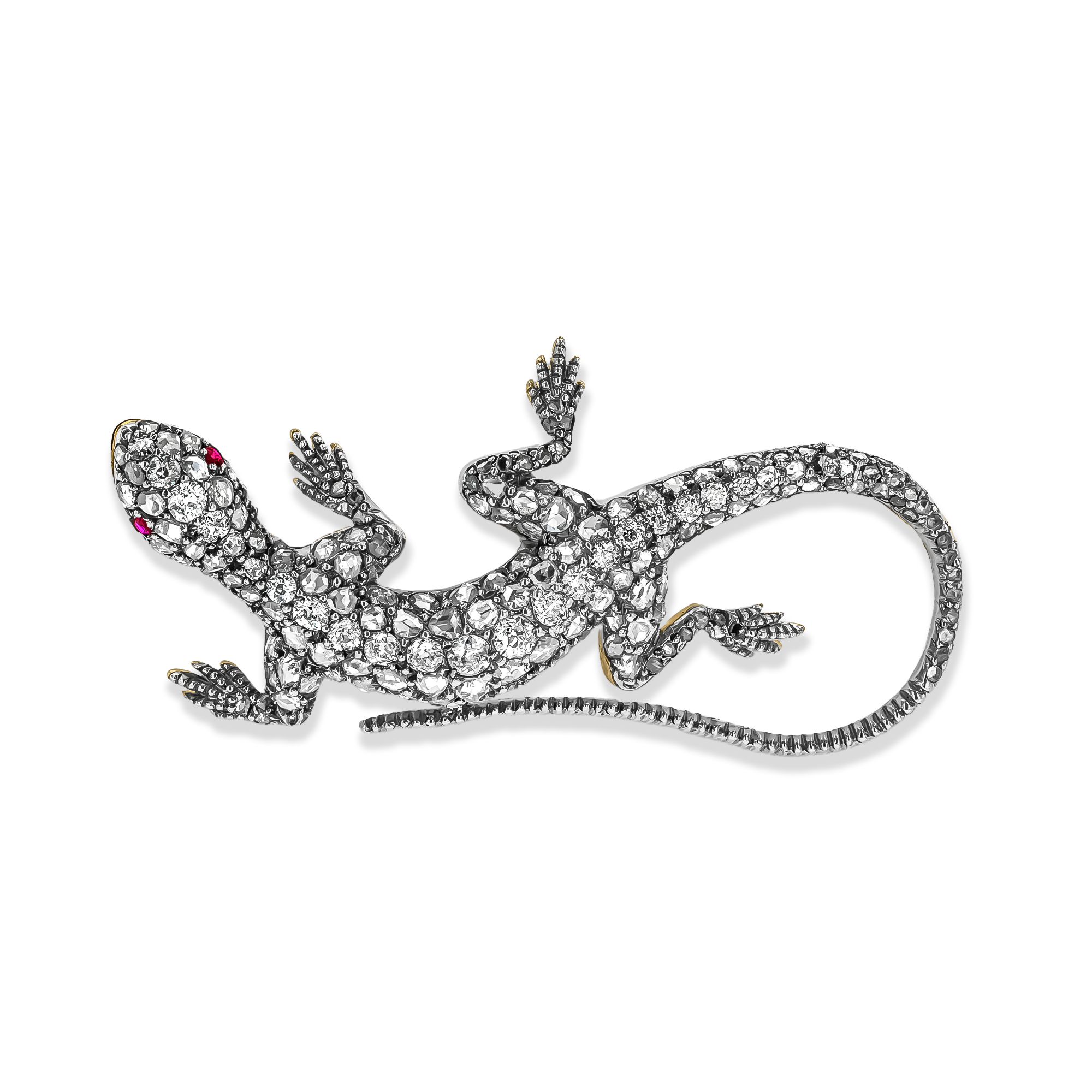 Victorian Diamond Salamander Brooch Old Cut, Claw Set_1