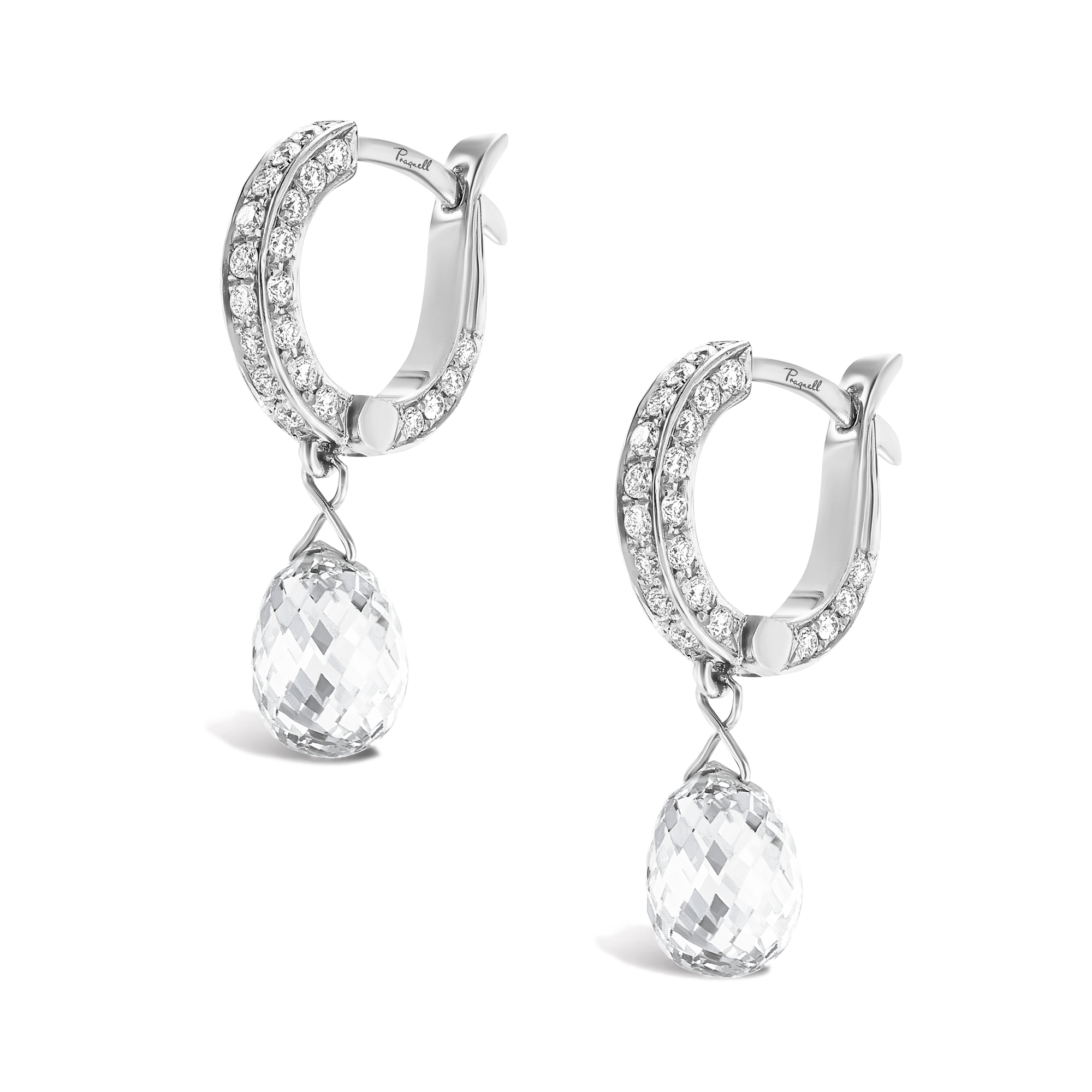 Briolette Diamond Drop Earrings Briolette & Brilliant Cut, Thread Set_3