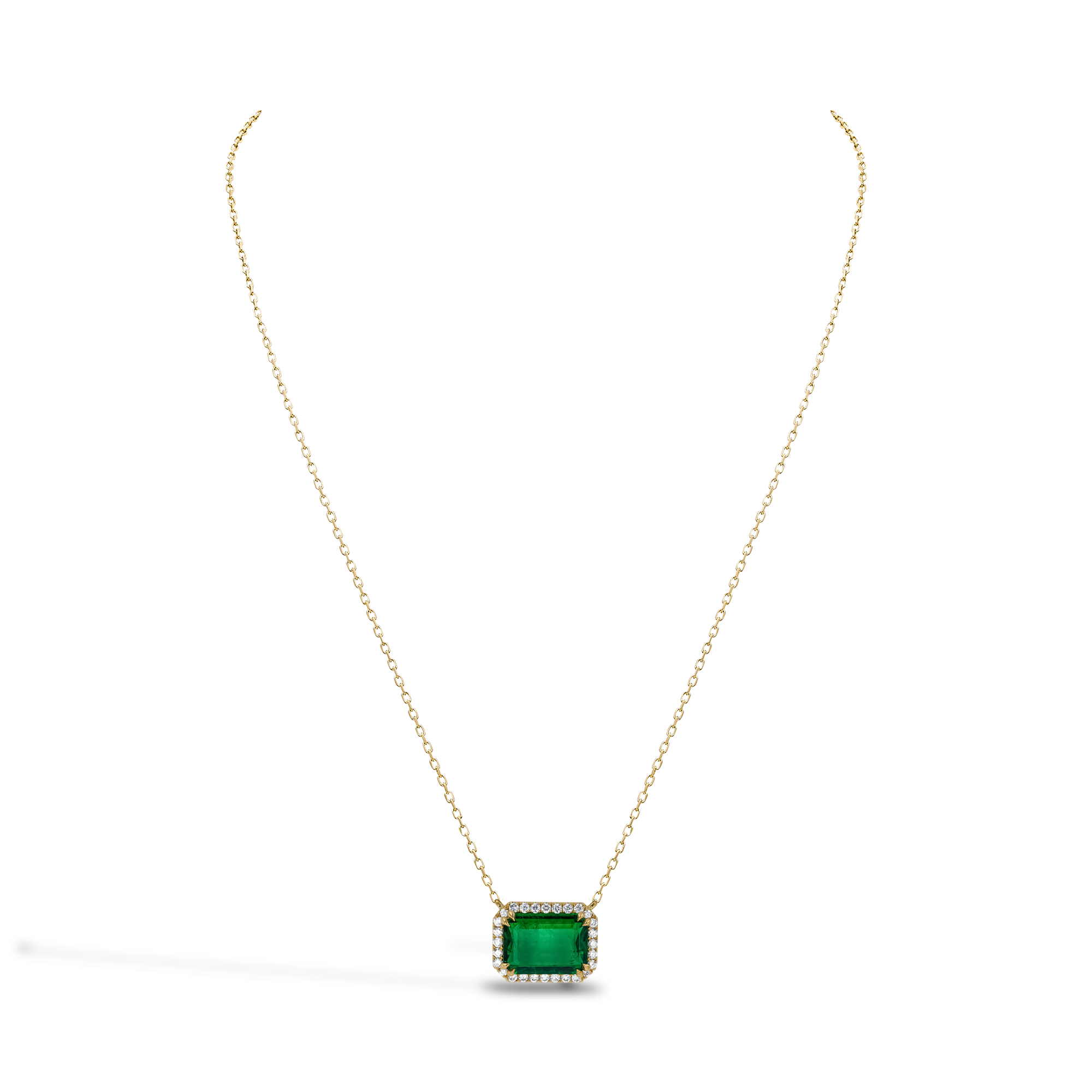 Octagonal Cut 3.37ct Emerald and Diamond Pendant Octagonal Cut, Claw Set_2