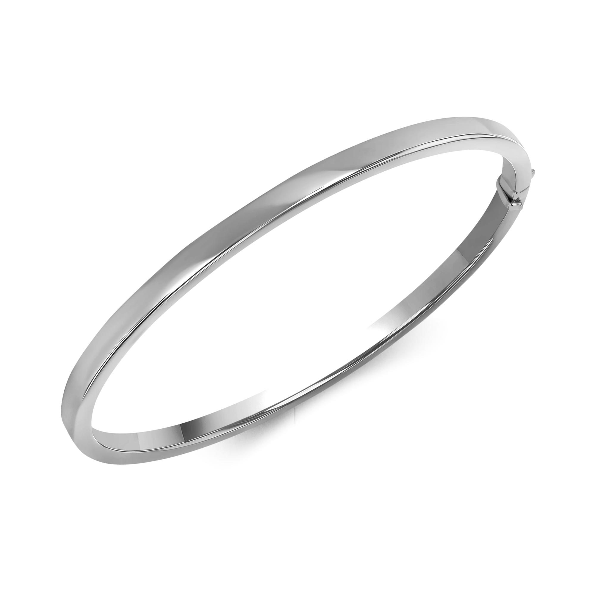 Plain Polished 4mm Square Edged Oval Bangle _2