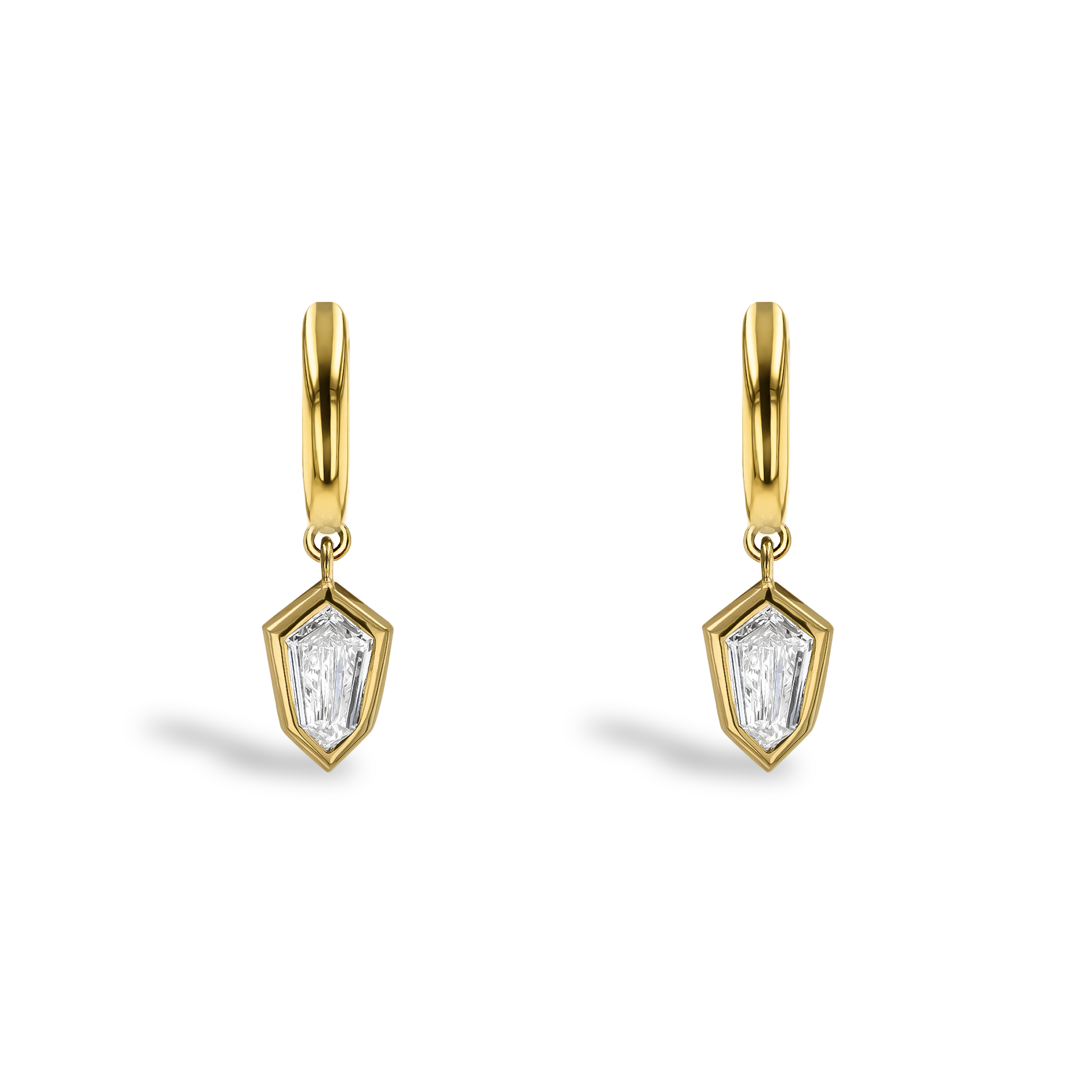 Kite Cut 0.69ct Diamond Drop Earrings Kite Cut, Rubover Set_2