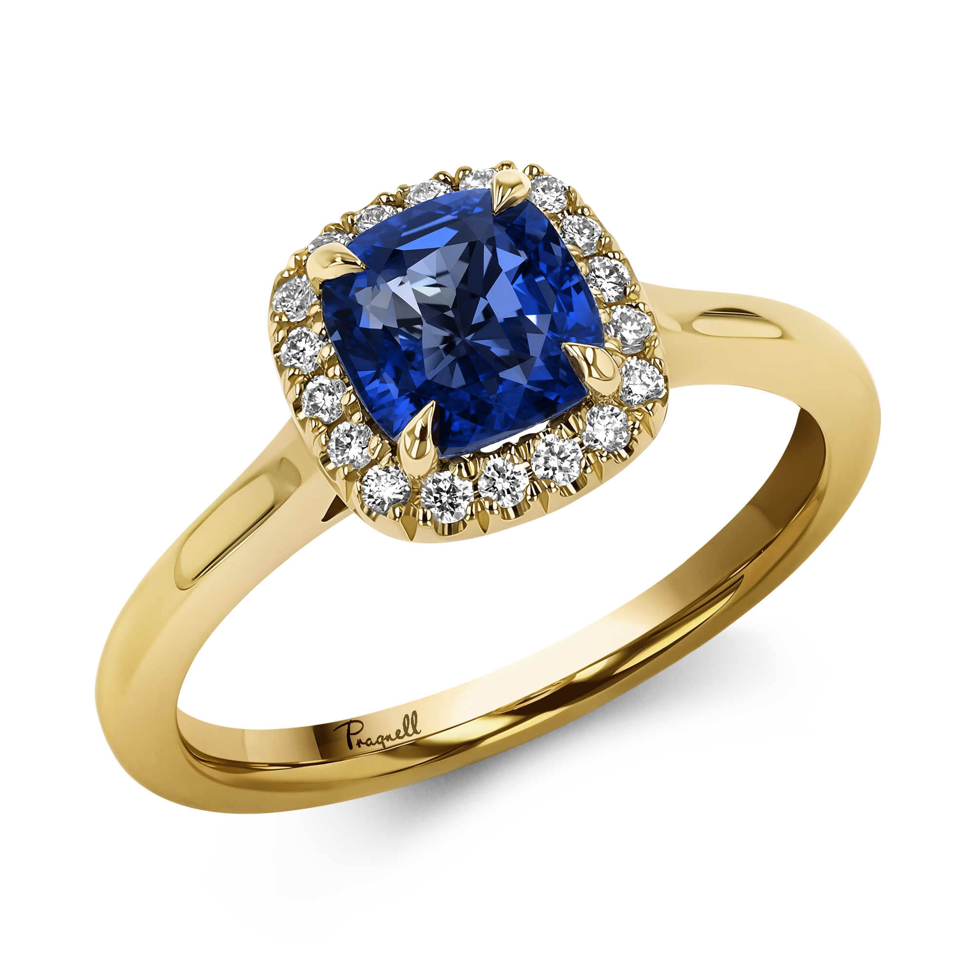 Celestial 1.45ct Sapphire and Diamond Cluster Ring Cushion modern cut, Claw set_1