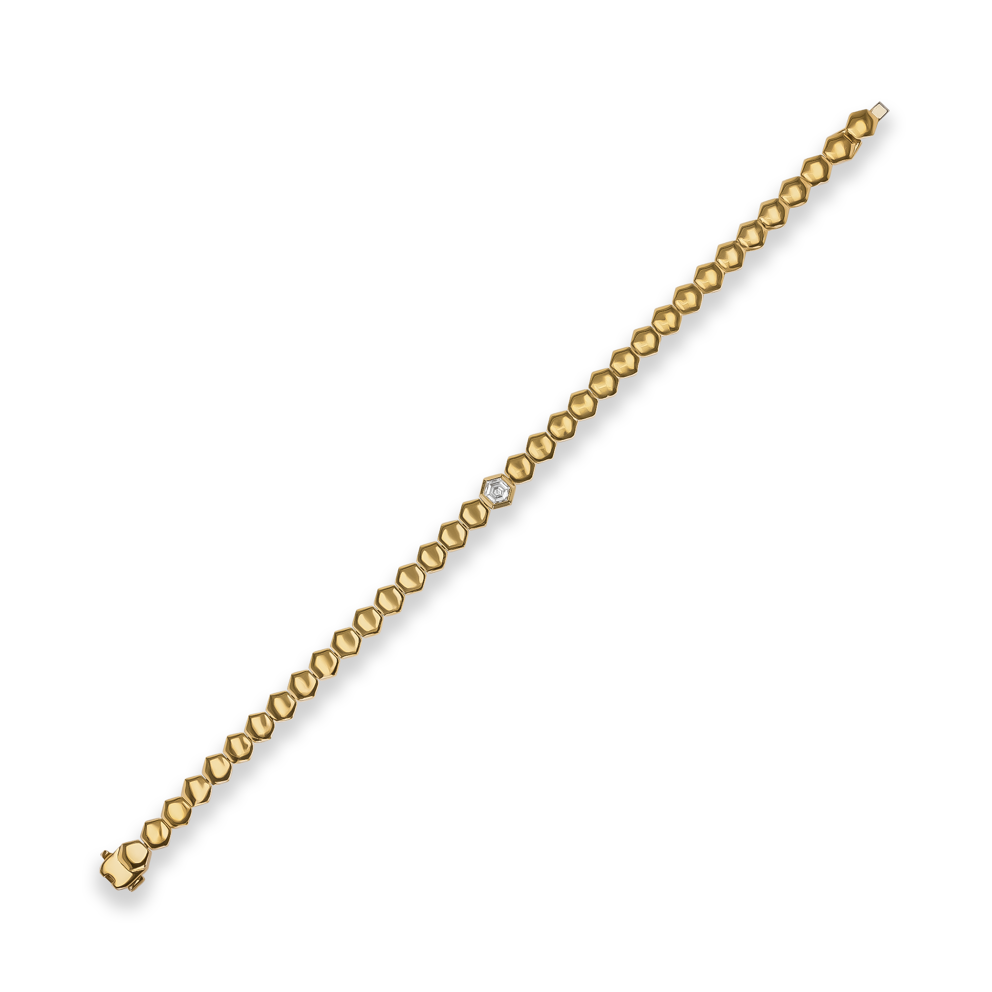 Honeycomb 0.31ct Diamond Bracelet Hexagonal Cut, Rubover Set_2