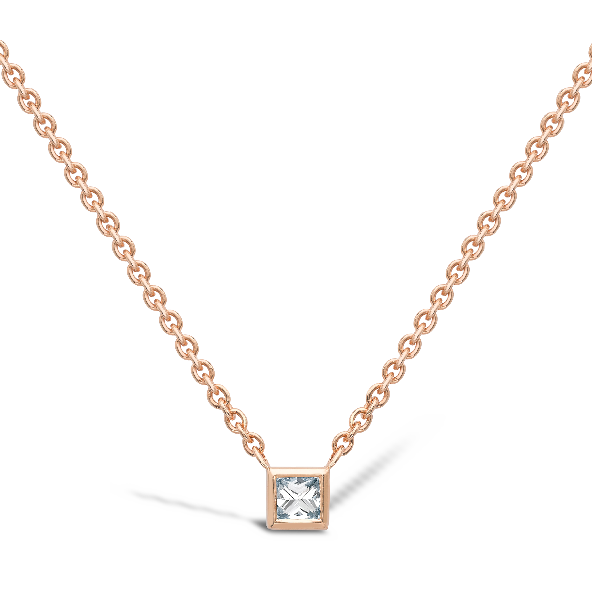 RockChic Diamond Solitaire Pendant Princess Cut, Rubover Set_1